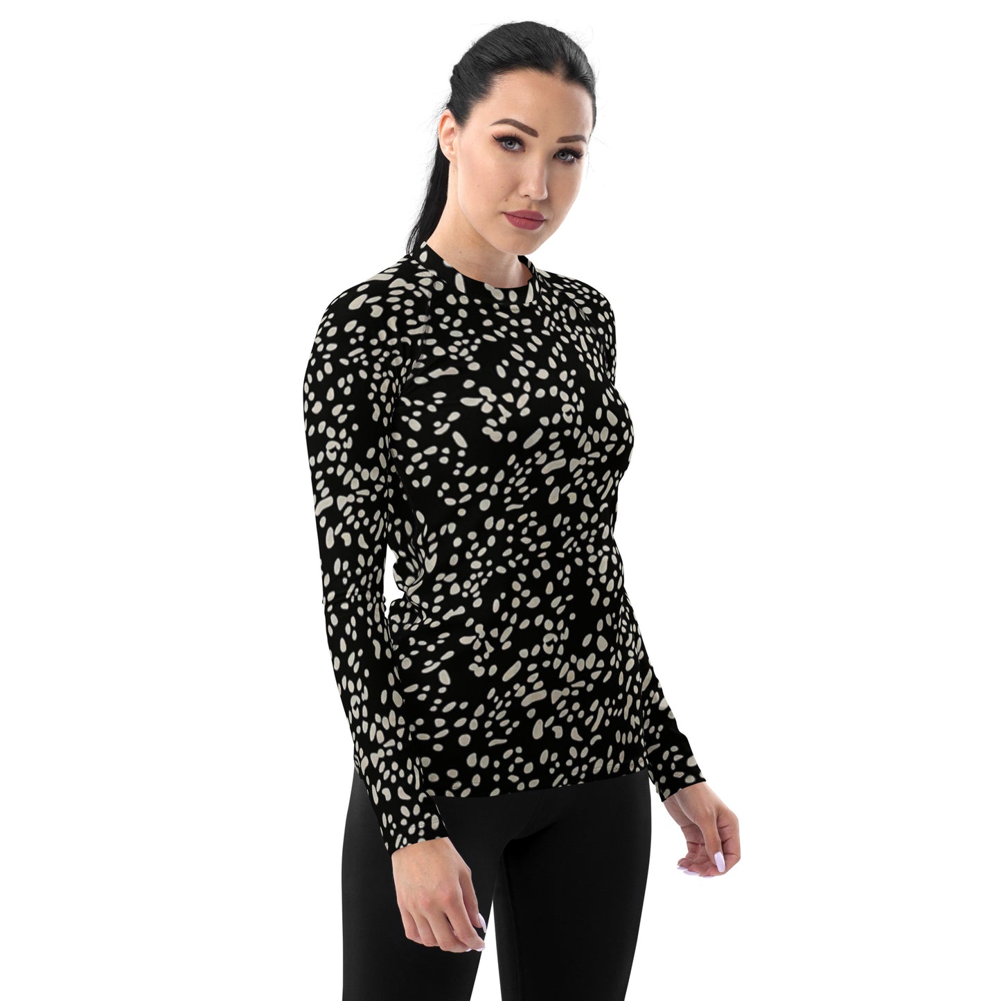 White Dots Adire Women's Rash Guard