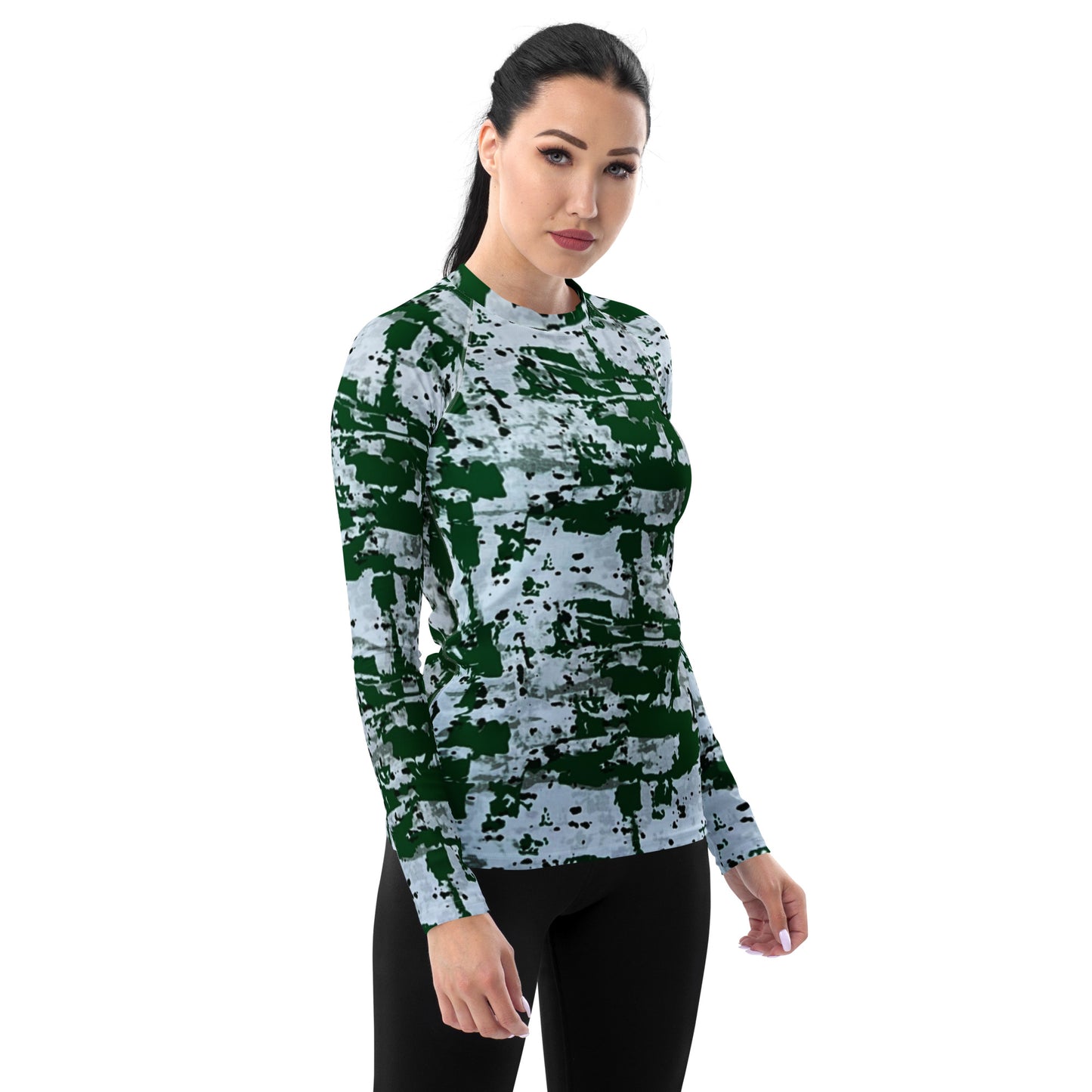 Green Camo Adire Women's Rash Guard