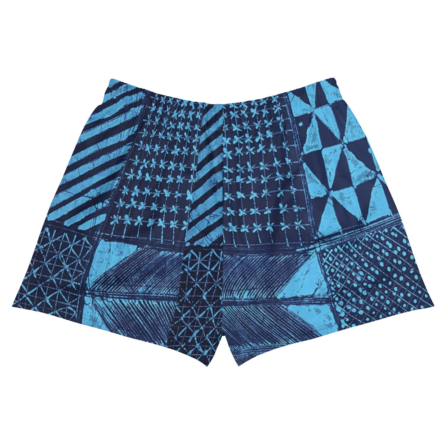 Black And Turquoise Shapes Adire Women’s Athletic Shorts