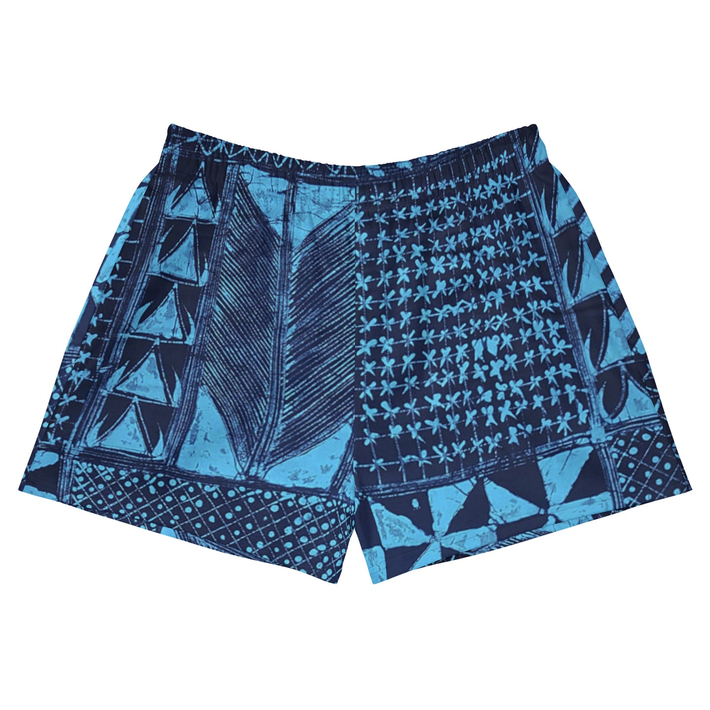 Black And Turquoise Shapes Adire Women’s Athletic Shorts