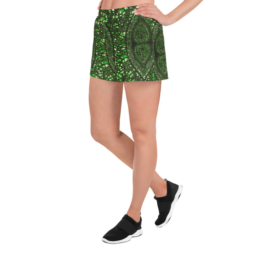 Green Peas Ankara Women’s Recycled Athletic Shorts