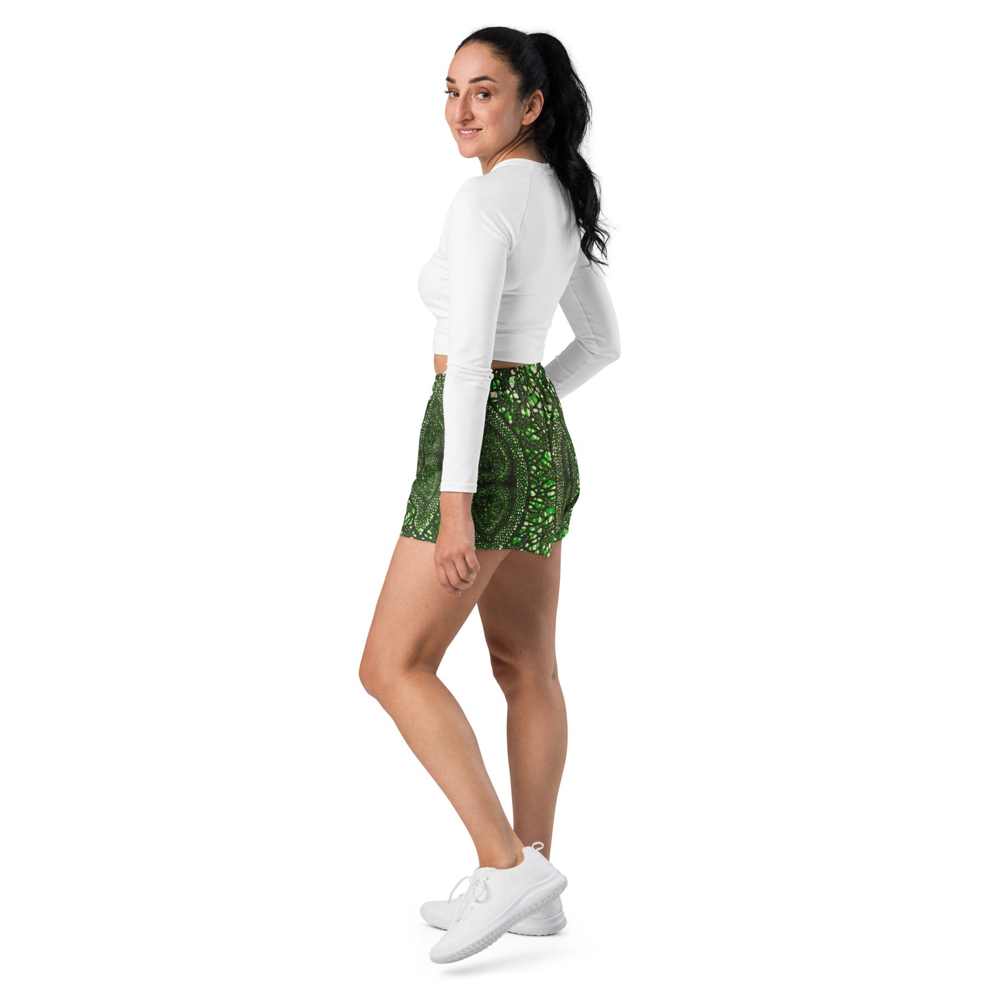 Green Peas Ankara Women’s Recycled Athletic Shorts