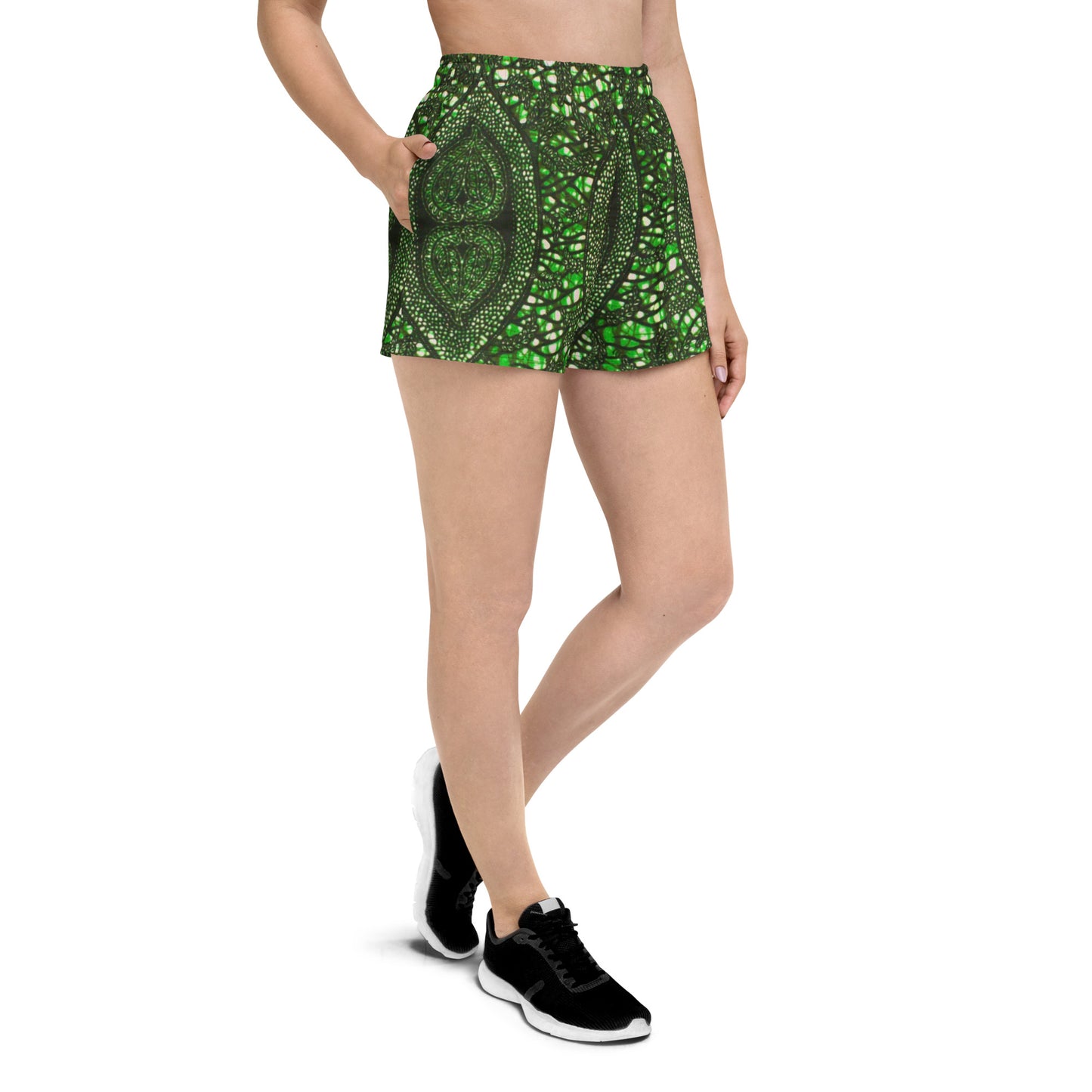 Green Peas Ankara Women’s Recycled Athletic Shorts