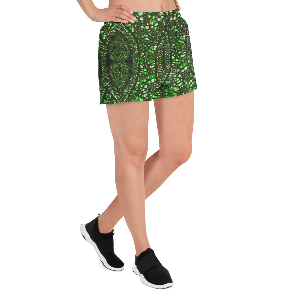 Green Peas Ankara Women’s Recycled Athletic Shorts