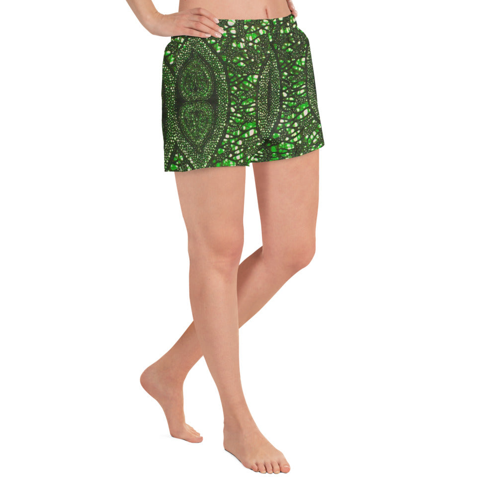 Green Peas Ankara Women’s Recycled Athletic Shorts