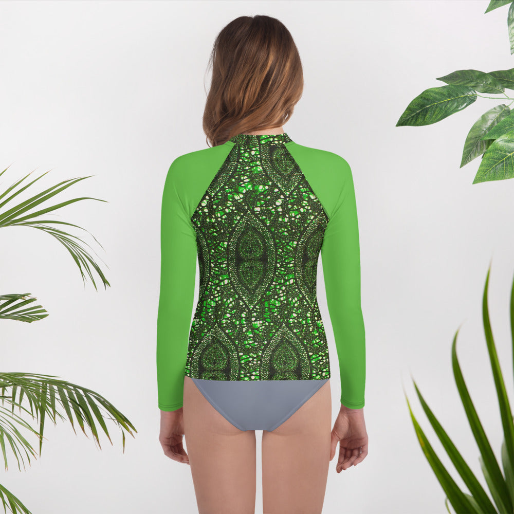 Green Peas Ankara Youth Rash Guard