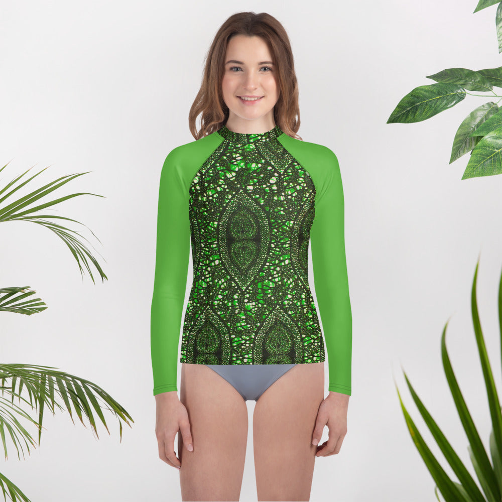 Green Peas Ankara Youth Rash Guard