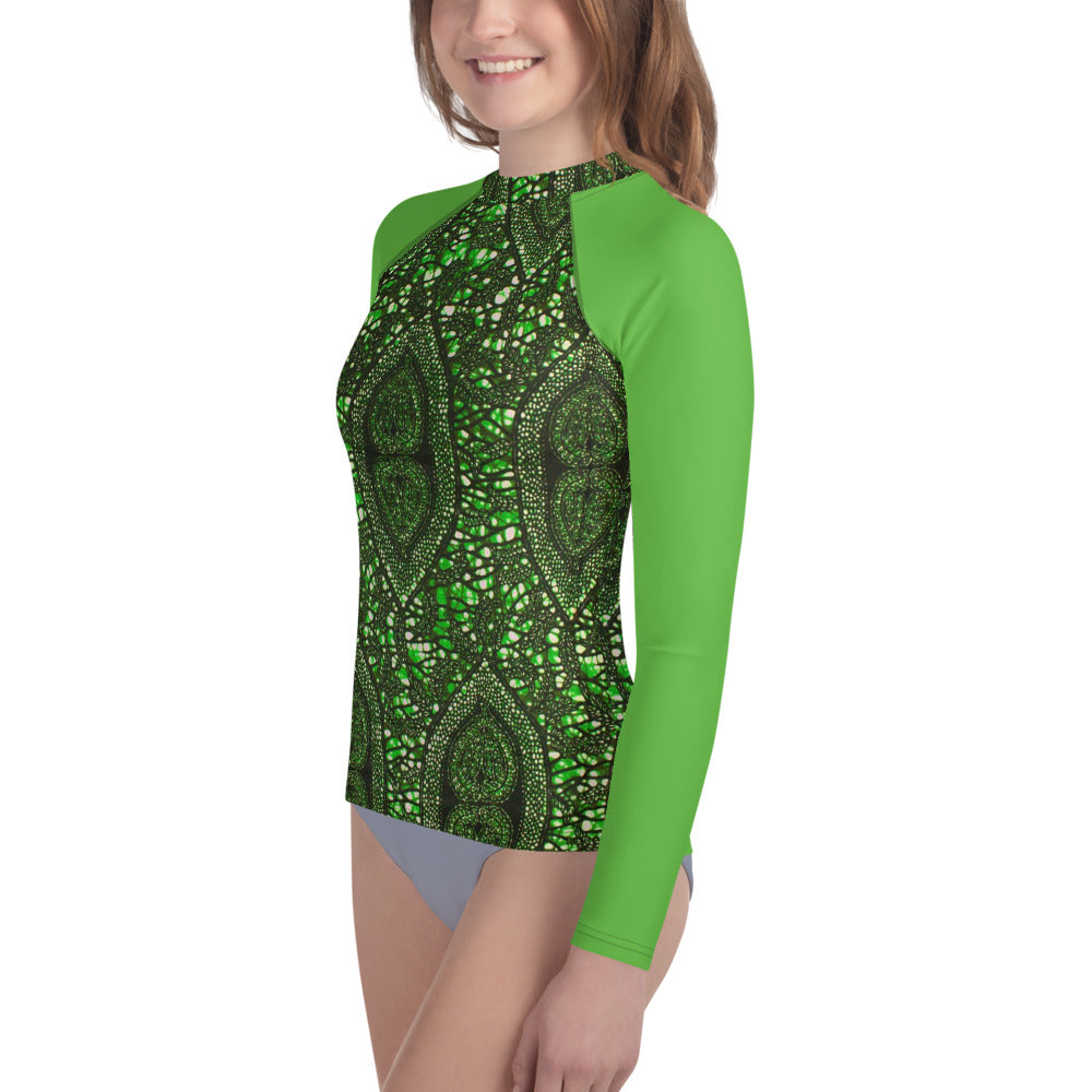 Green Peas Ankara Youth Rash Guard