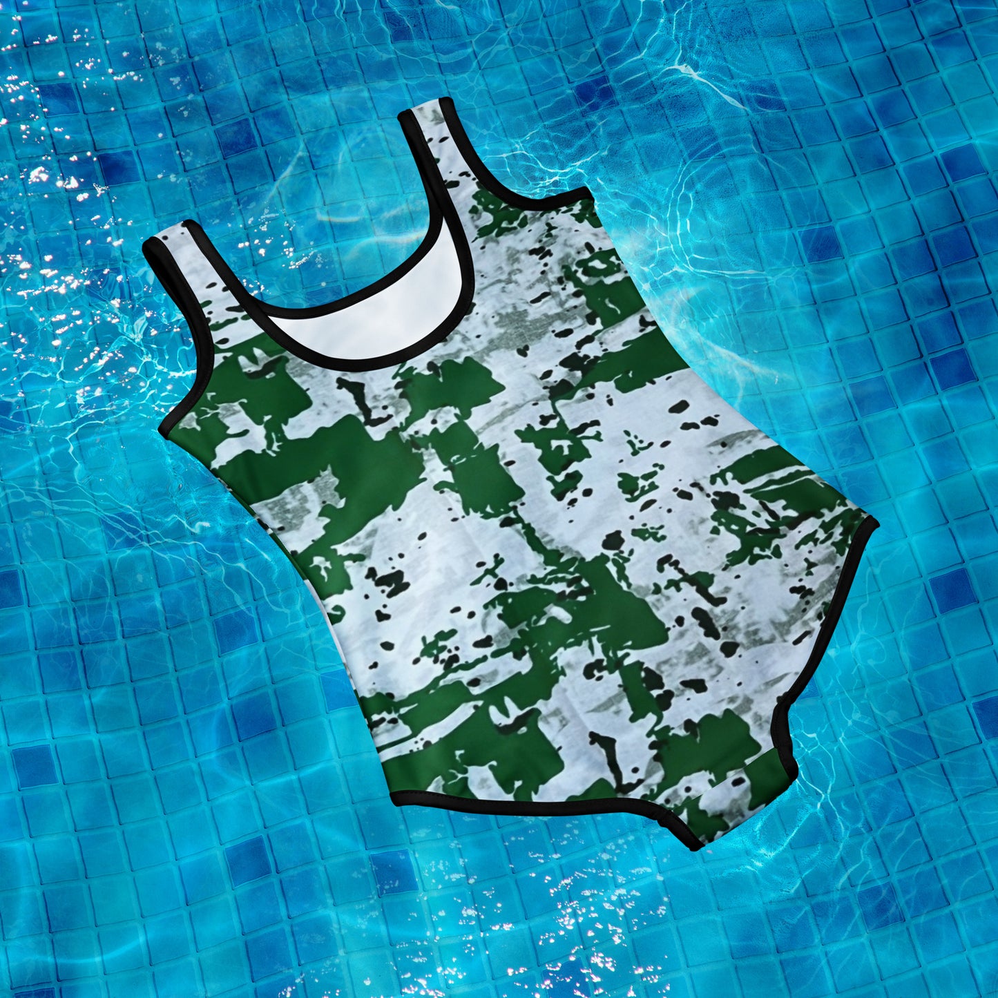 Green Camo Adire Youth Swimsuit