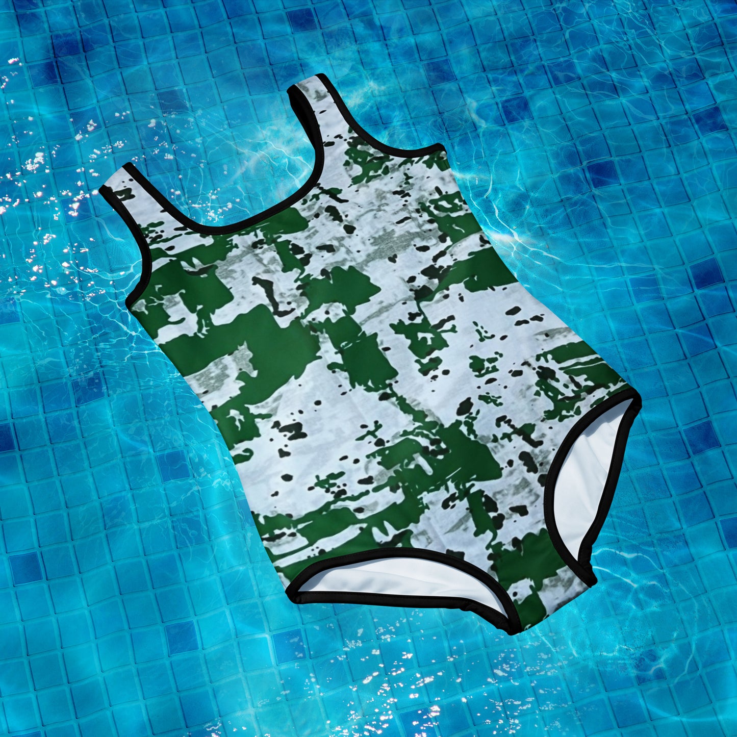 Green Camo Adire Youth Swimsuit