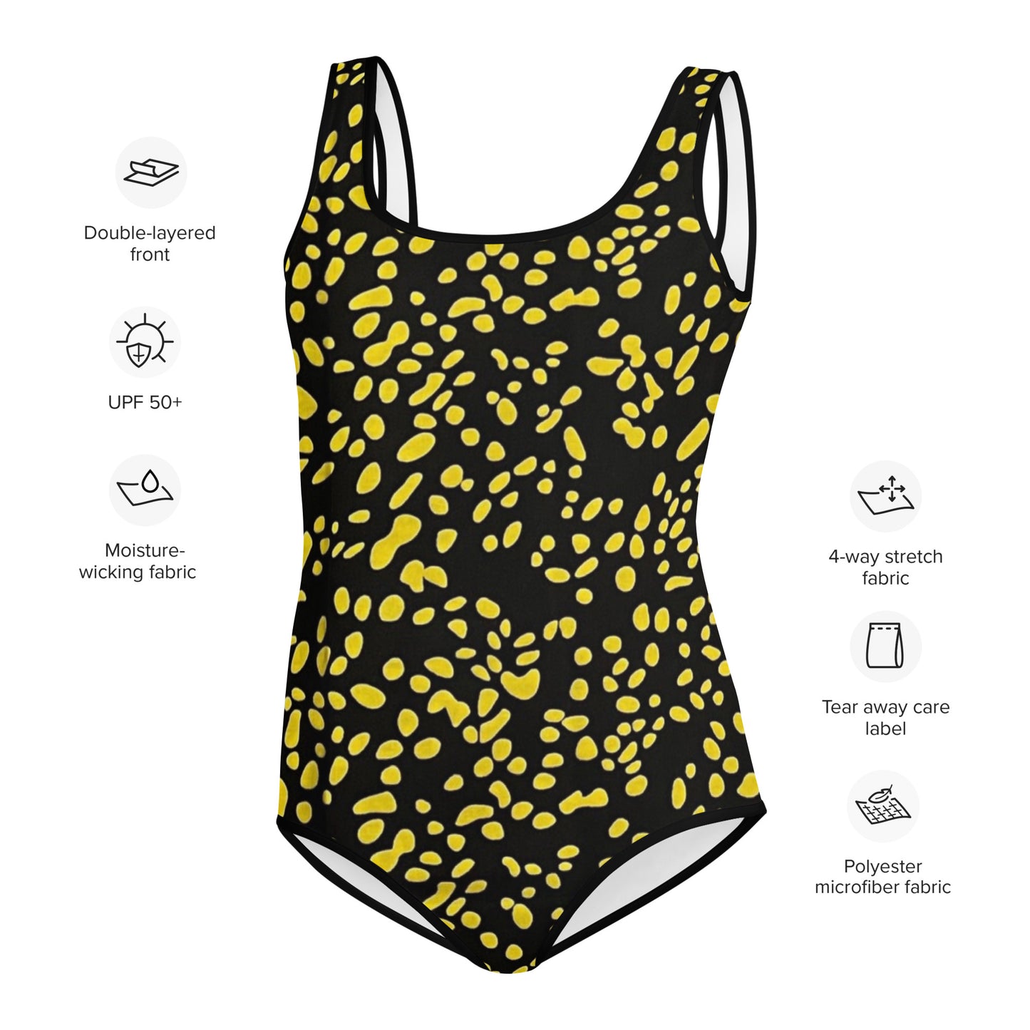 Yellow Dots Adire Youth Swimsuit