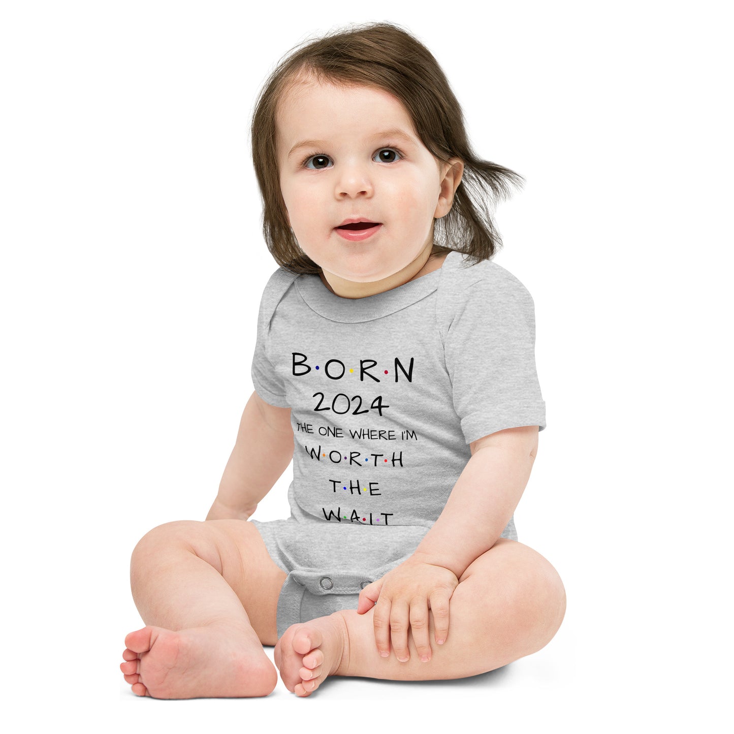 BORN 2024 Baby Short Sleeve One Piece With Cute Message