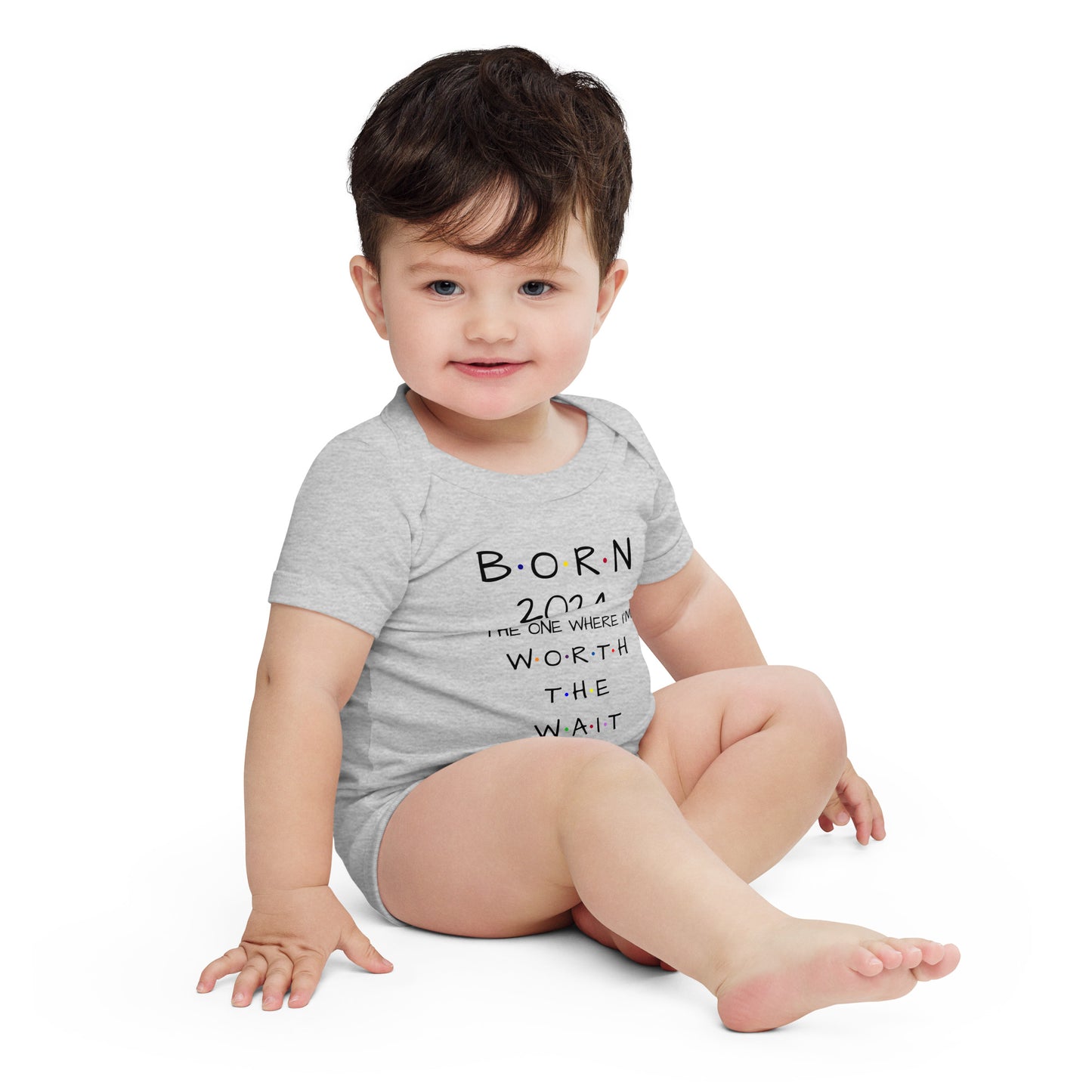 BORN 2024 Baby Short Sleeve One Piece With Cute Message