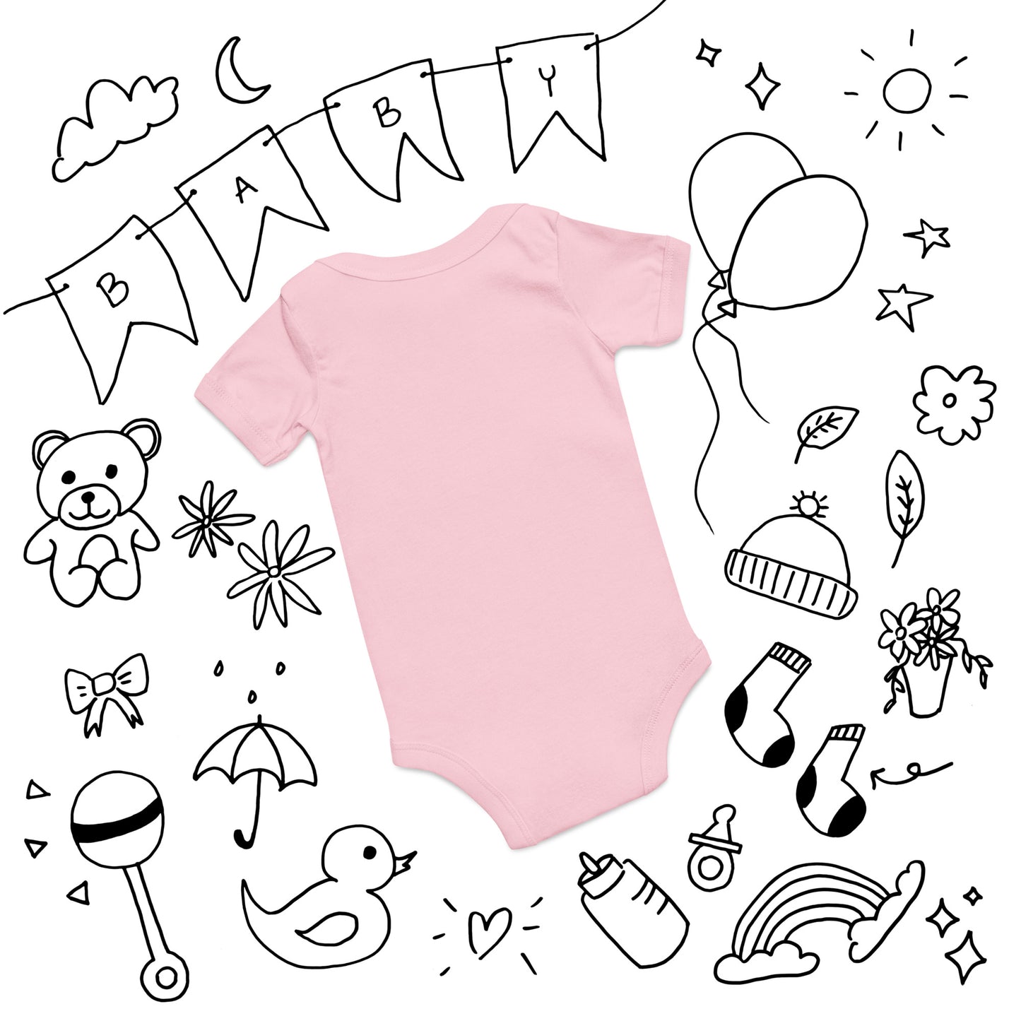 BORN 2024 Baby Short Sleeve One Piece With Cute Message