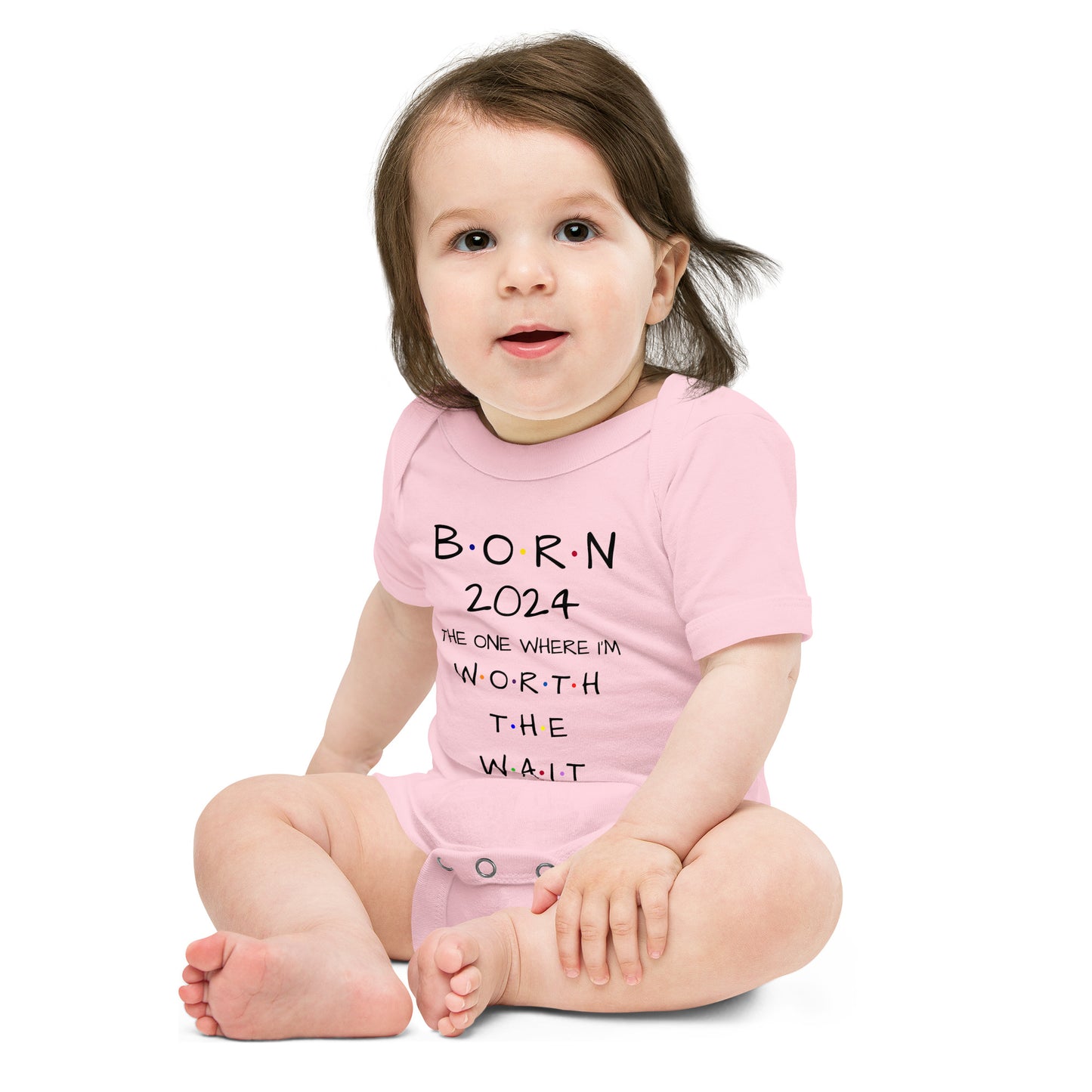 BORN 2024 Baby Short Sleeve One Piece With Cute Message