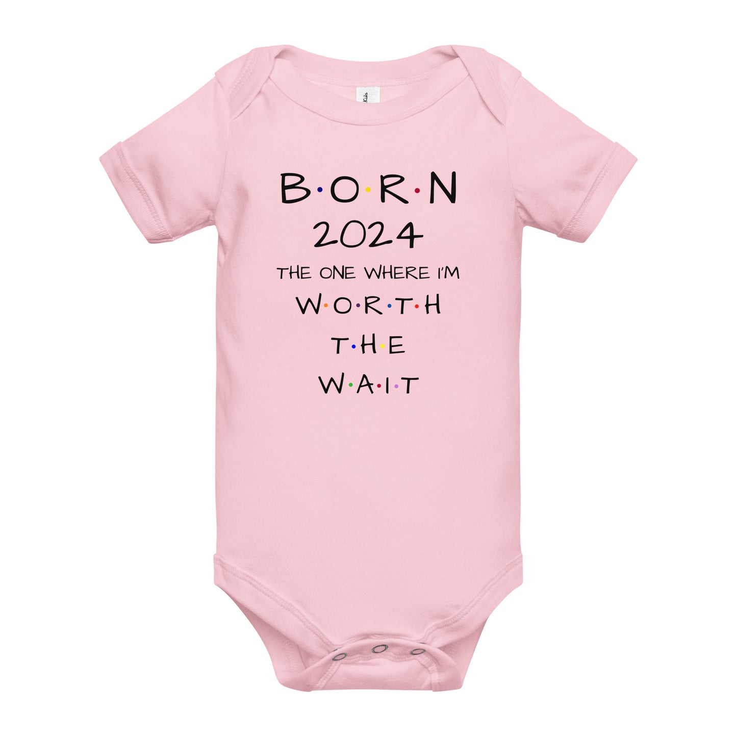 BORN 2024 Baby Short Sleeve One Piece With Cute Message