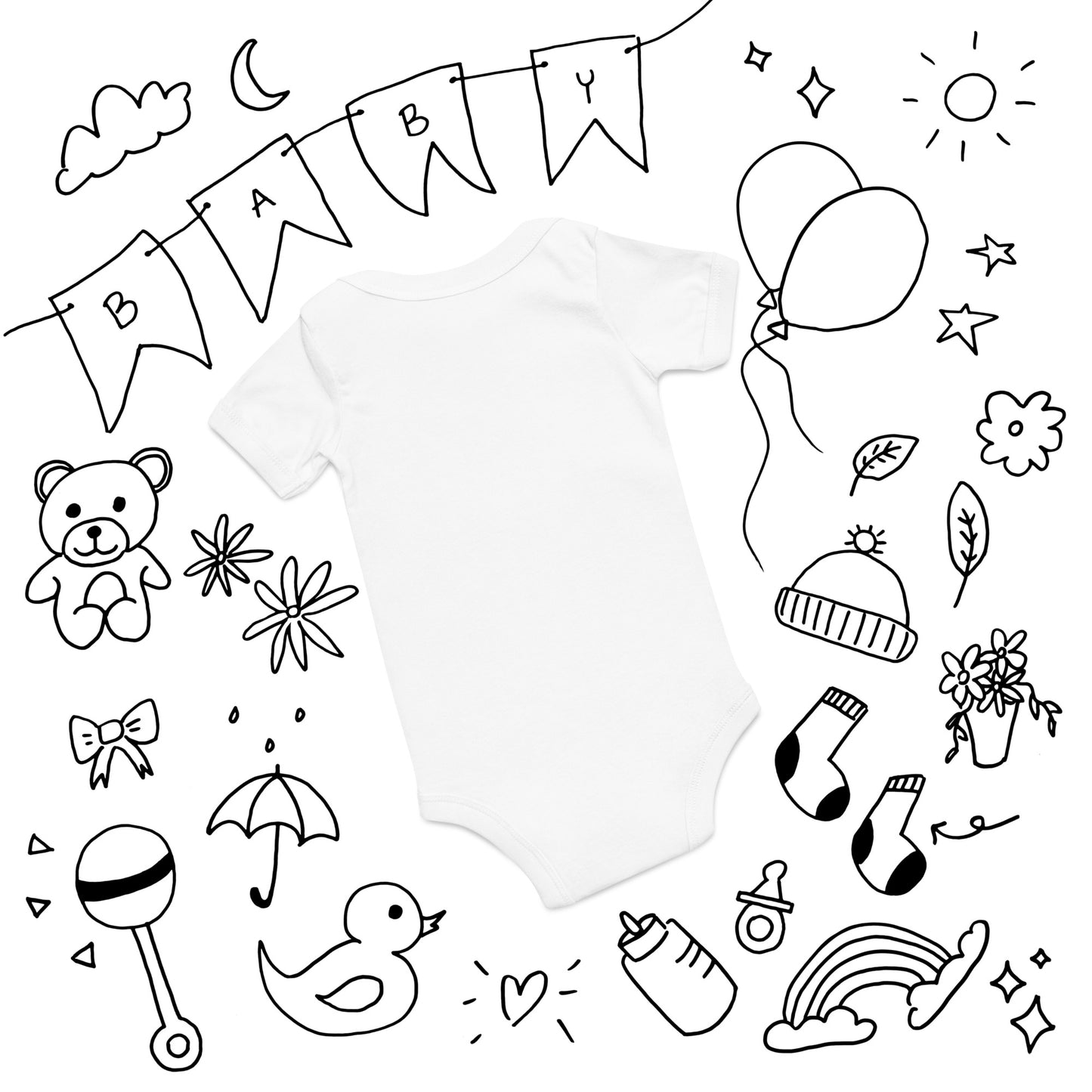 BORN 2024 Baby Short Sleeve One Piece With Cute Message