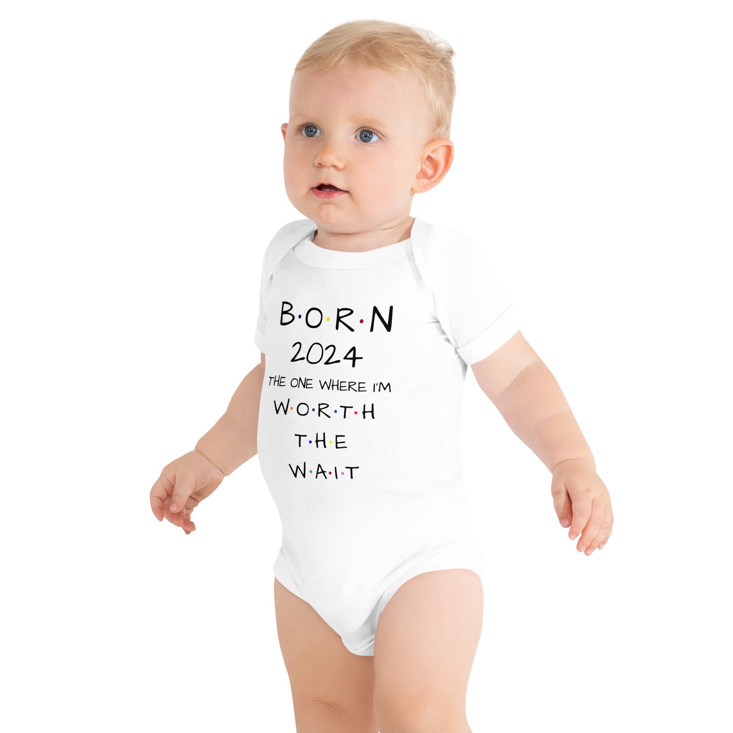 BORN 2024 Baby Short Sleeve One Piece With Cute Message