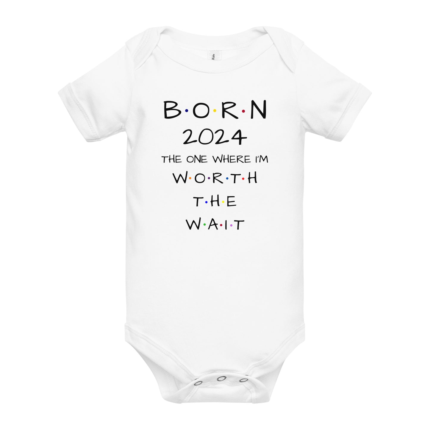 BORN 2024 Baby Short Sleeve One Piece With Cute Message