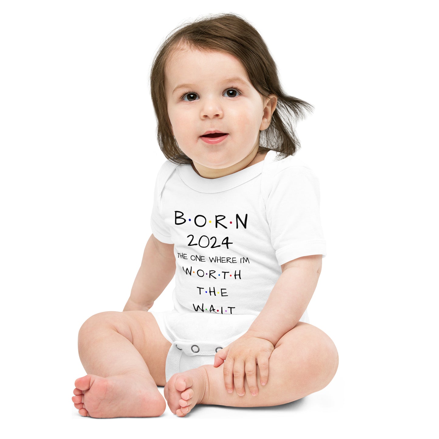 BORN 2024 Baby Short Sleeve One Piece With Cute Message