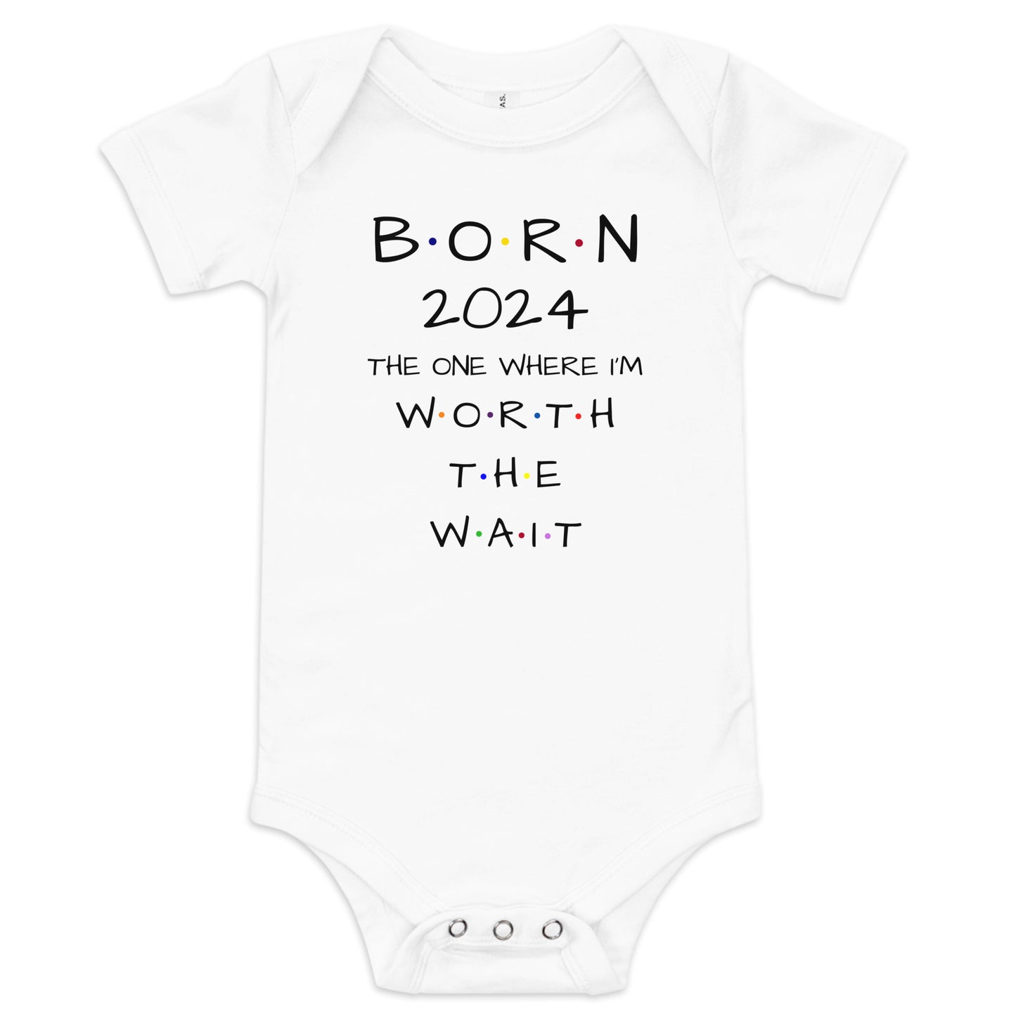 BORN 2024 Baby Short Sleeve One Piece With Cute Message