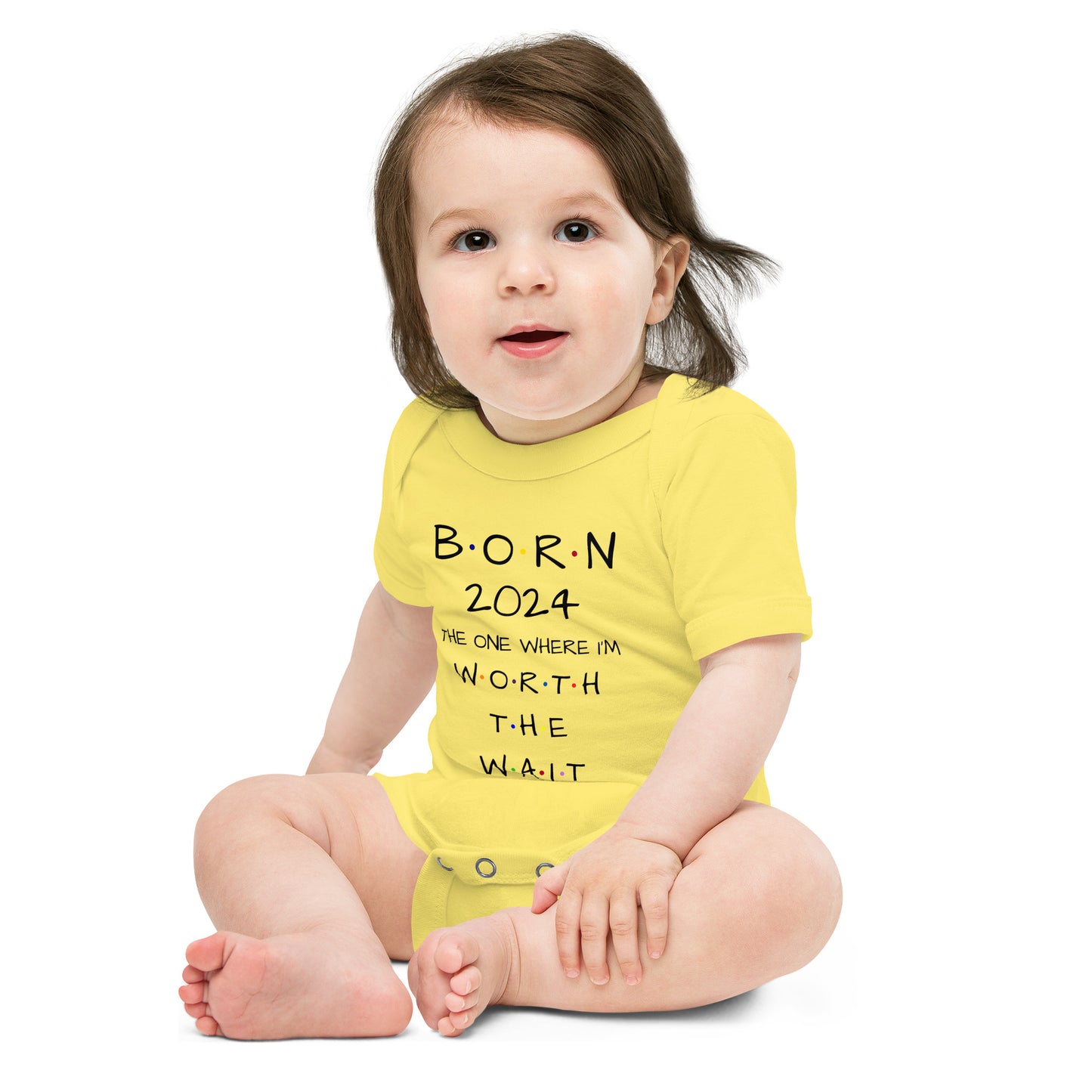 BORN 2024 Baby Short Sleeve One Piece With Cute Message