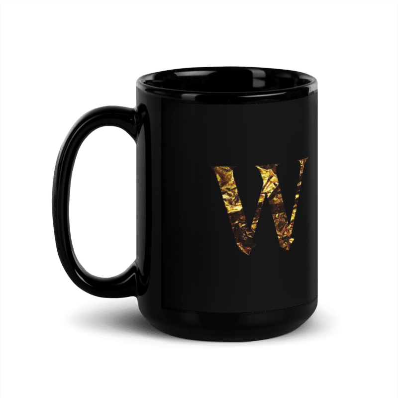 Monogram W Black Glossy Mug