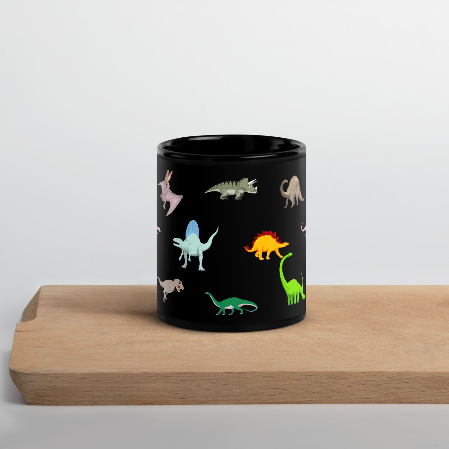 Dinosaur Black Glossy Mug