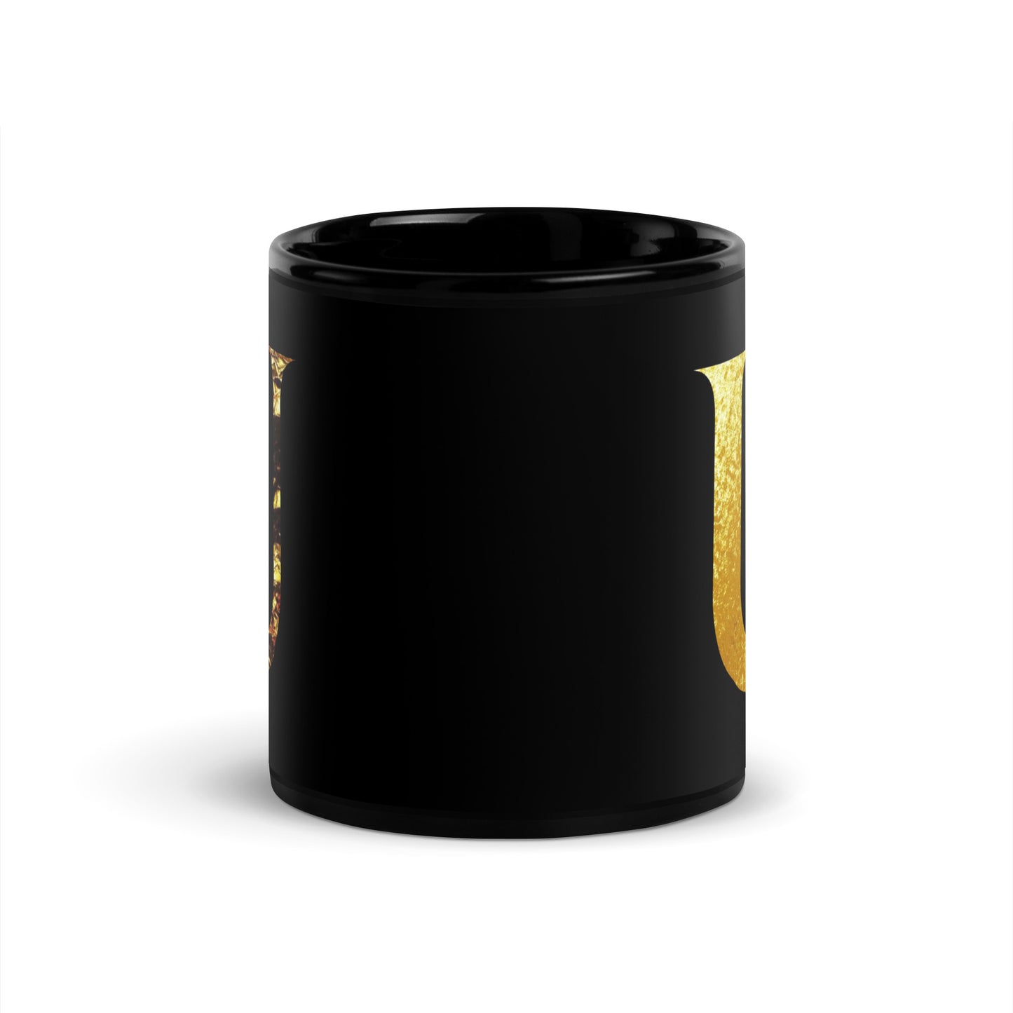 Monogram U Black Glossy Mug