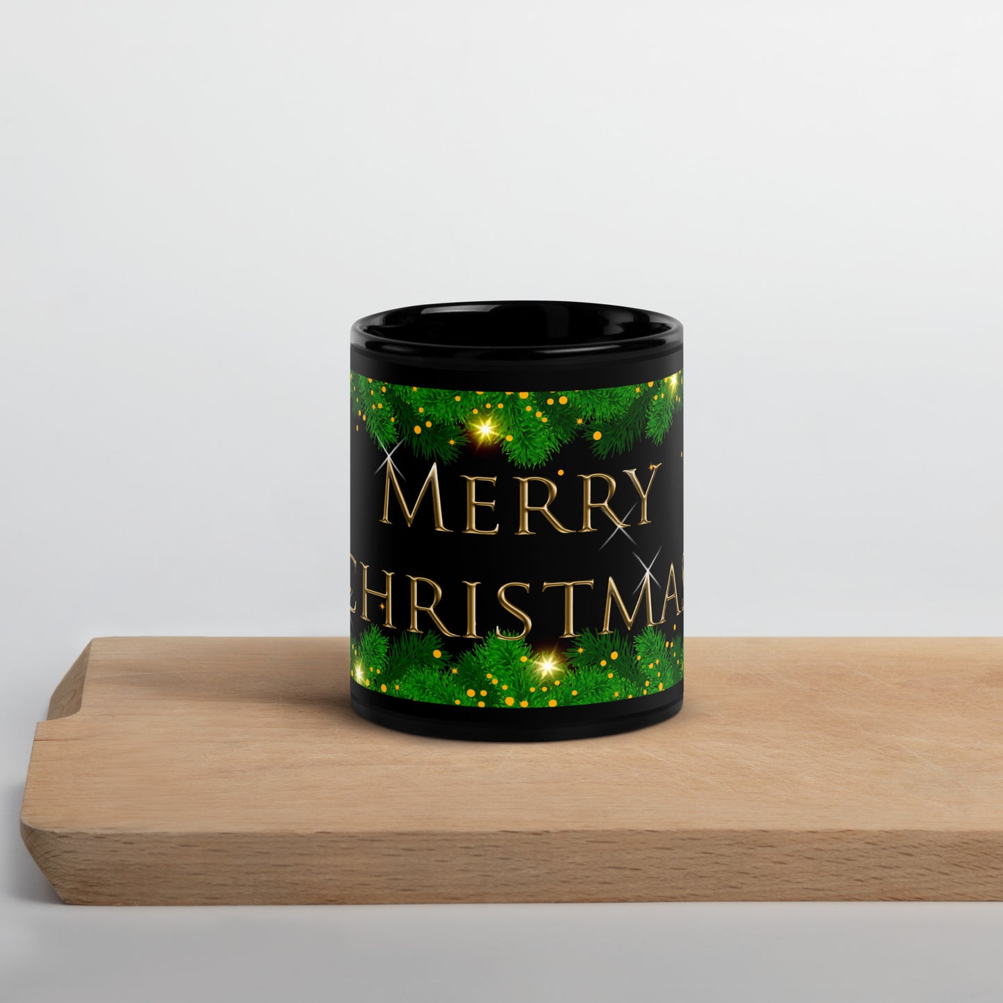 Sparkle Merry Christmas Black Glossy Mug