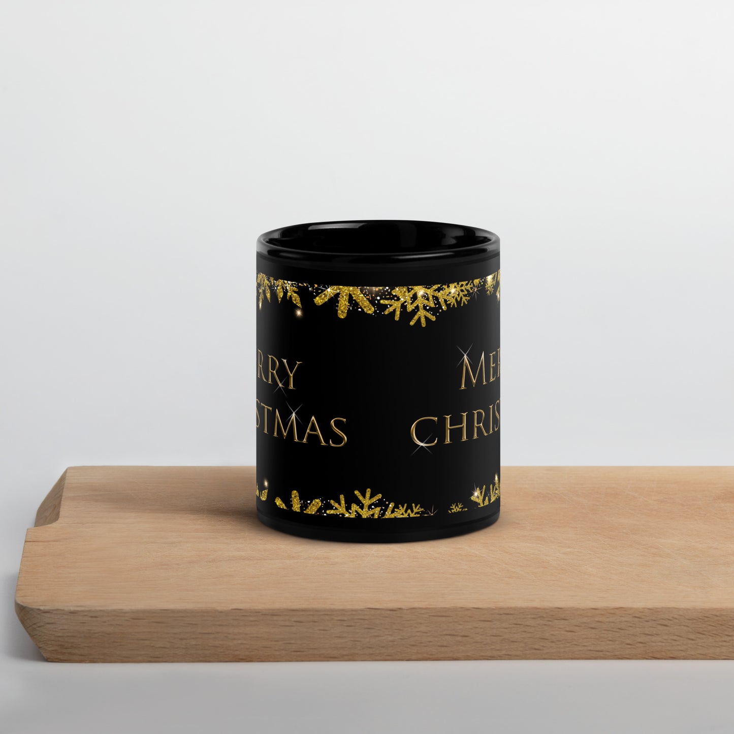 Merry Christmas Black Glossy Mug