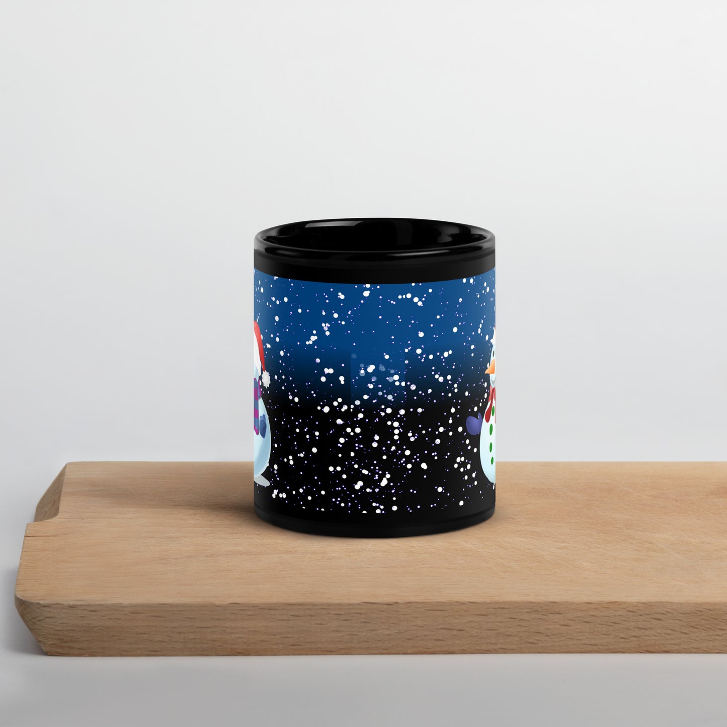 Snowman Black Glossy Mug