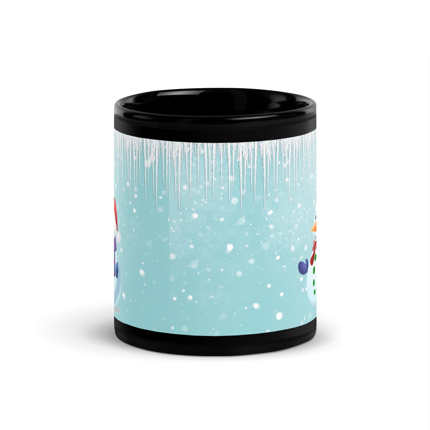 Ice Snowmen Black Glossy Mug