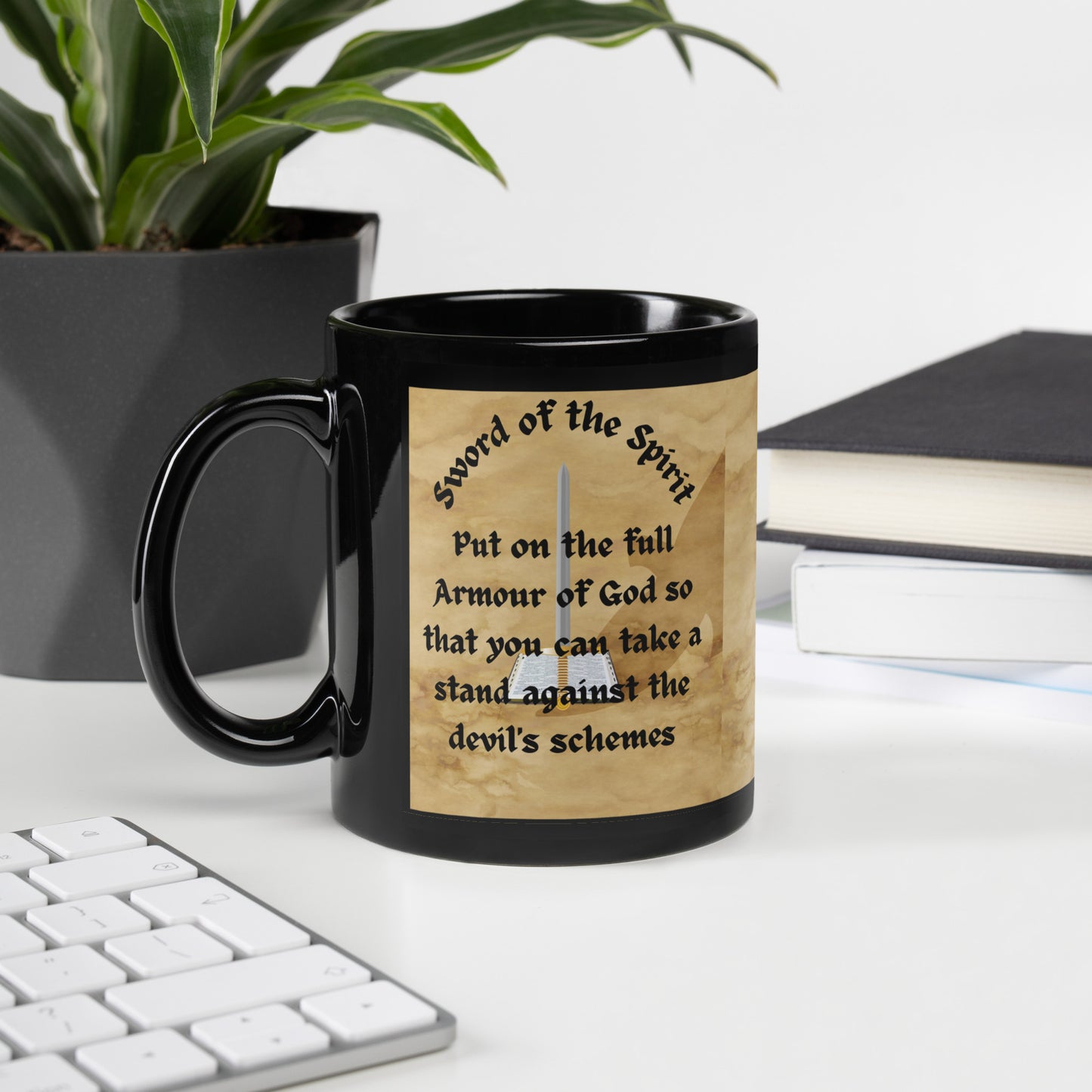 Ephesians 6:11-17 Black Glossy Mug