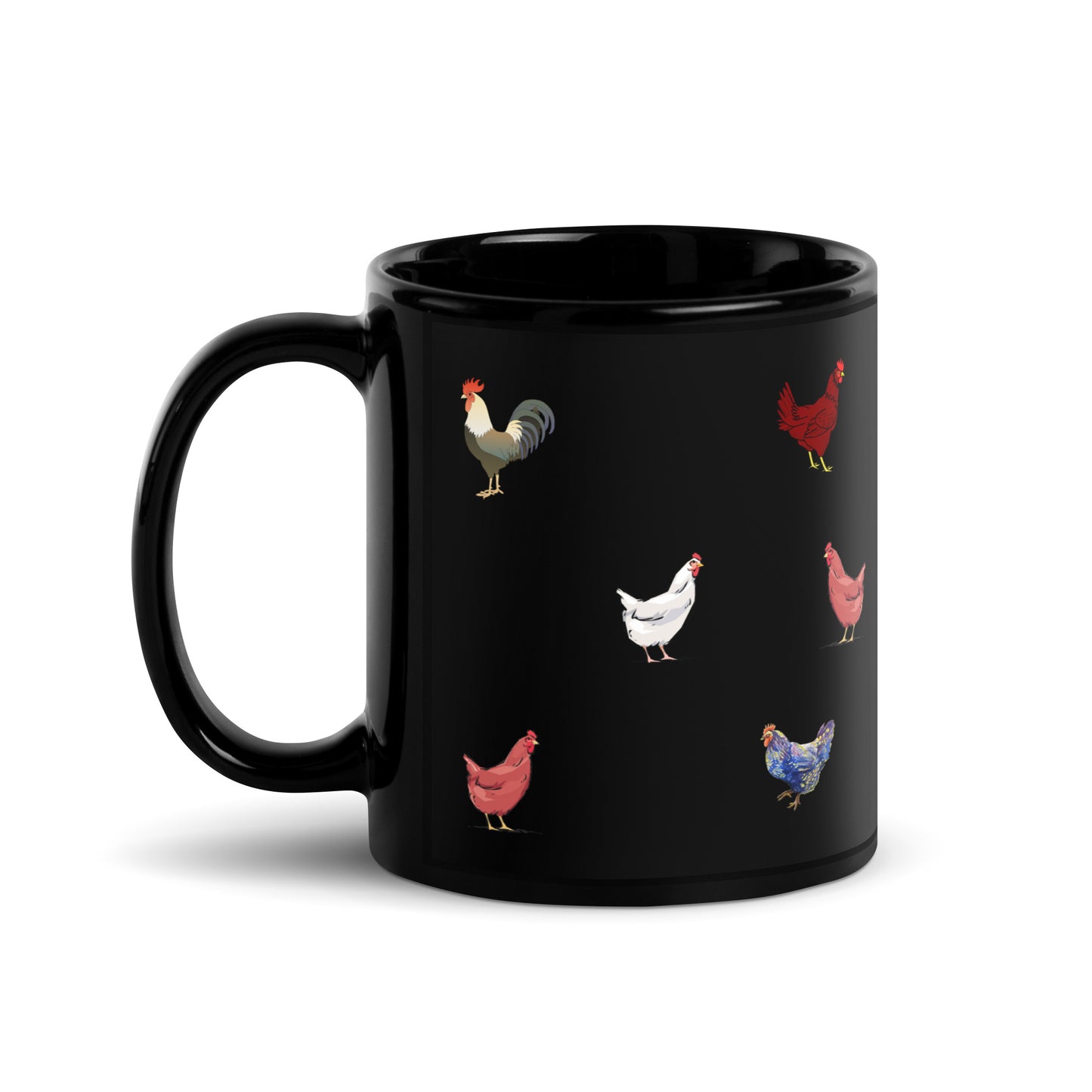 Chicken Black Glossy Mug