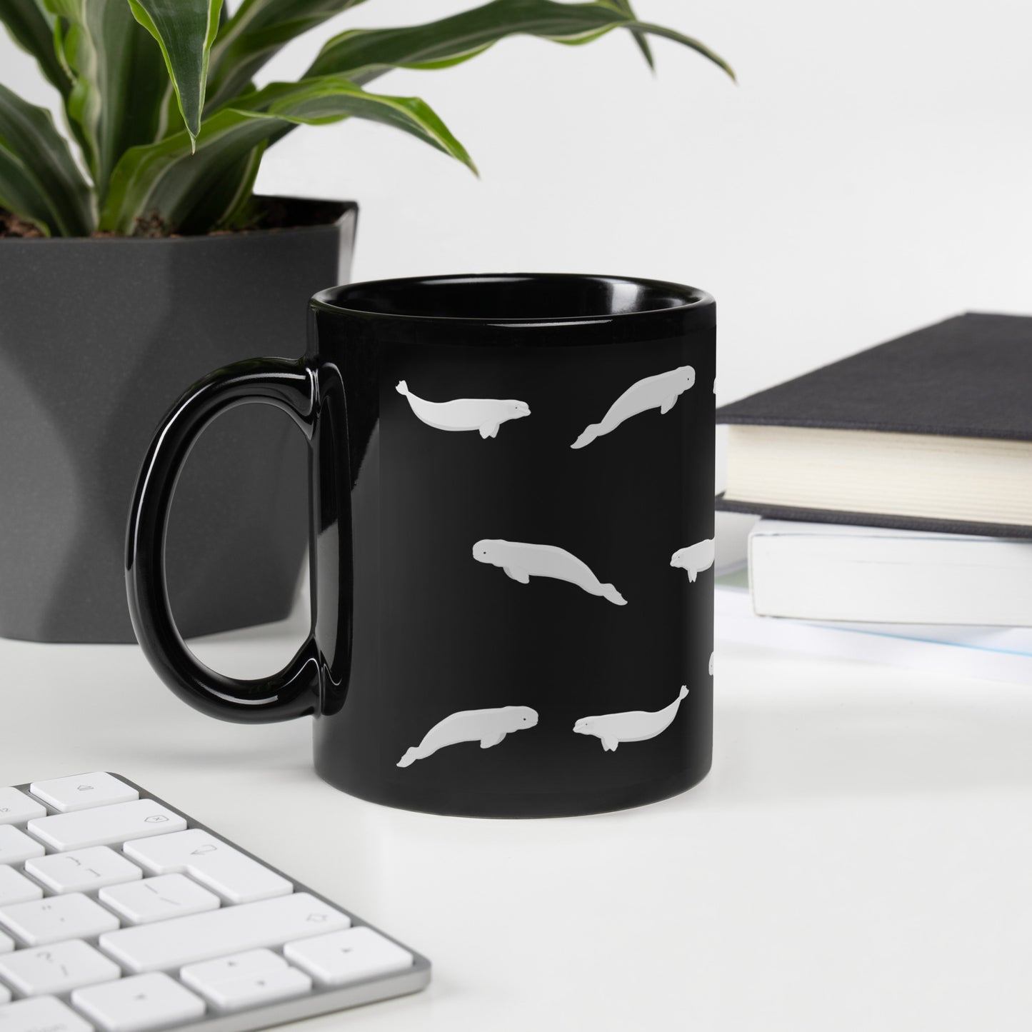 Beluga Whale Black Glossy Mug