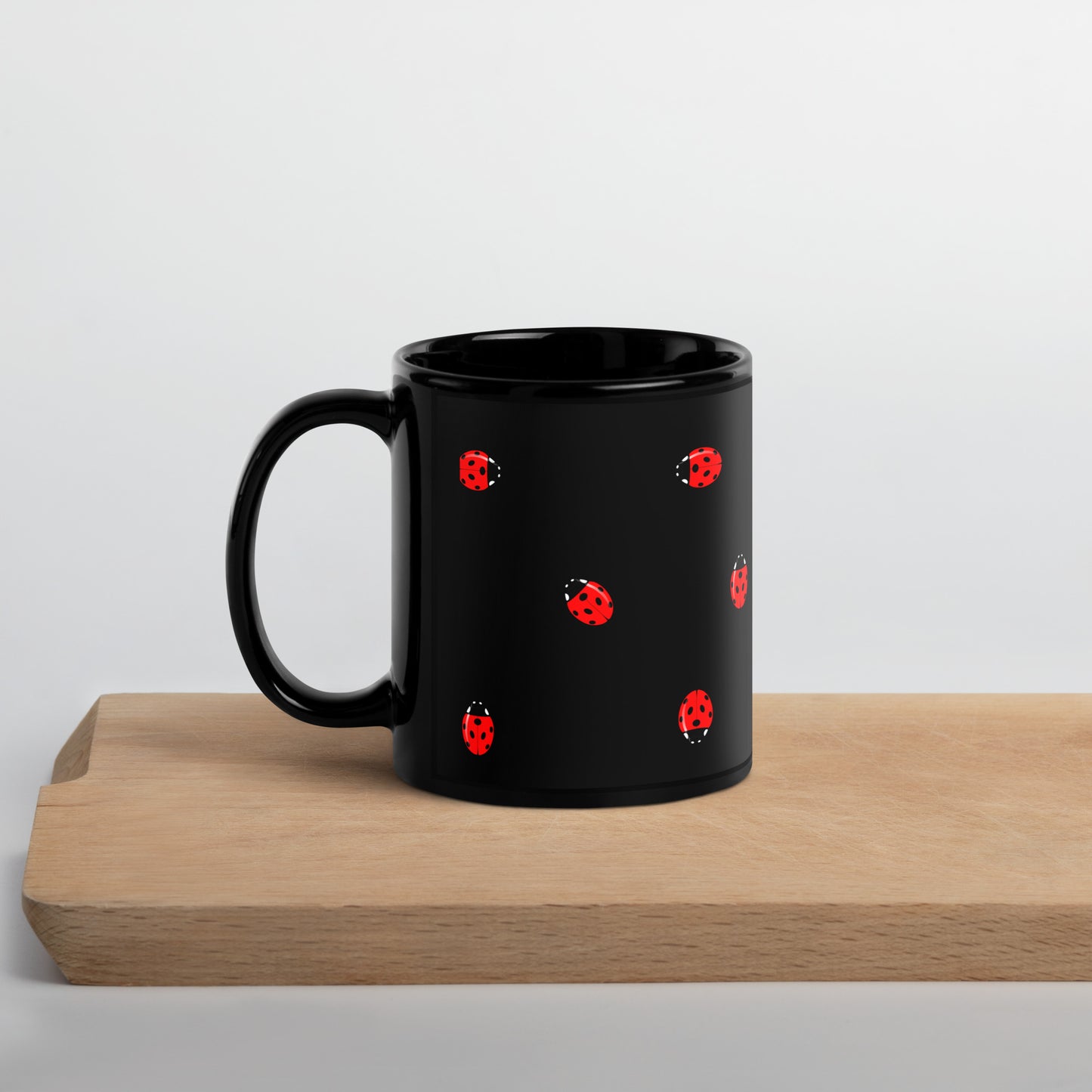 Ladybird Black Glossy Mug