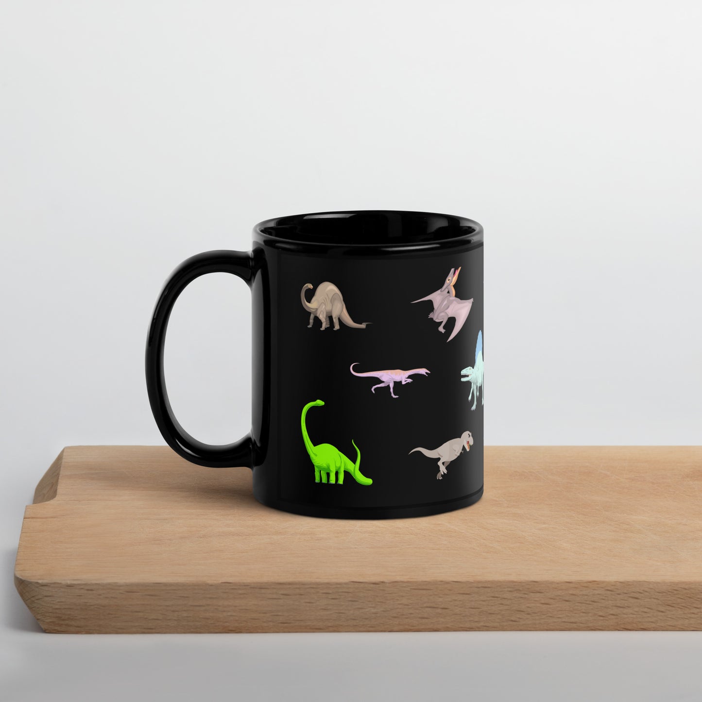 Dinosaur Black Glossy Mug