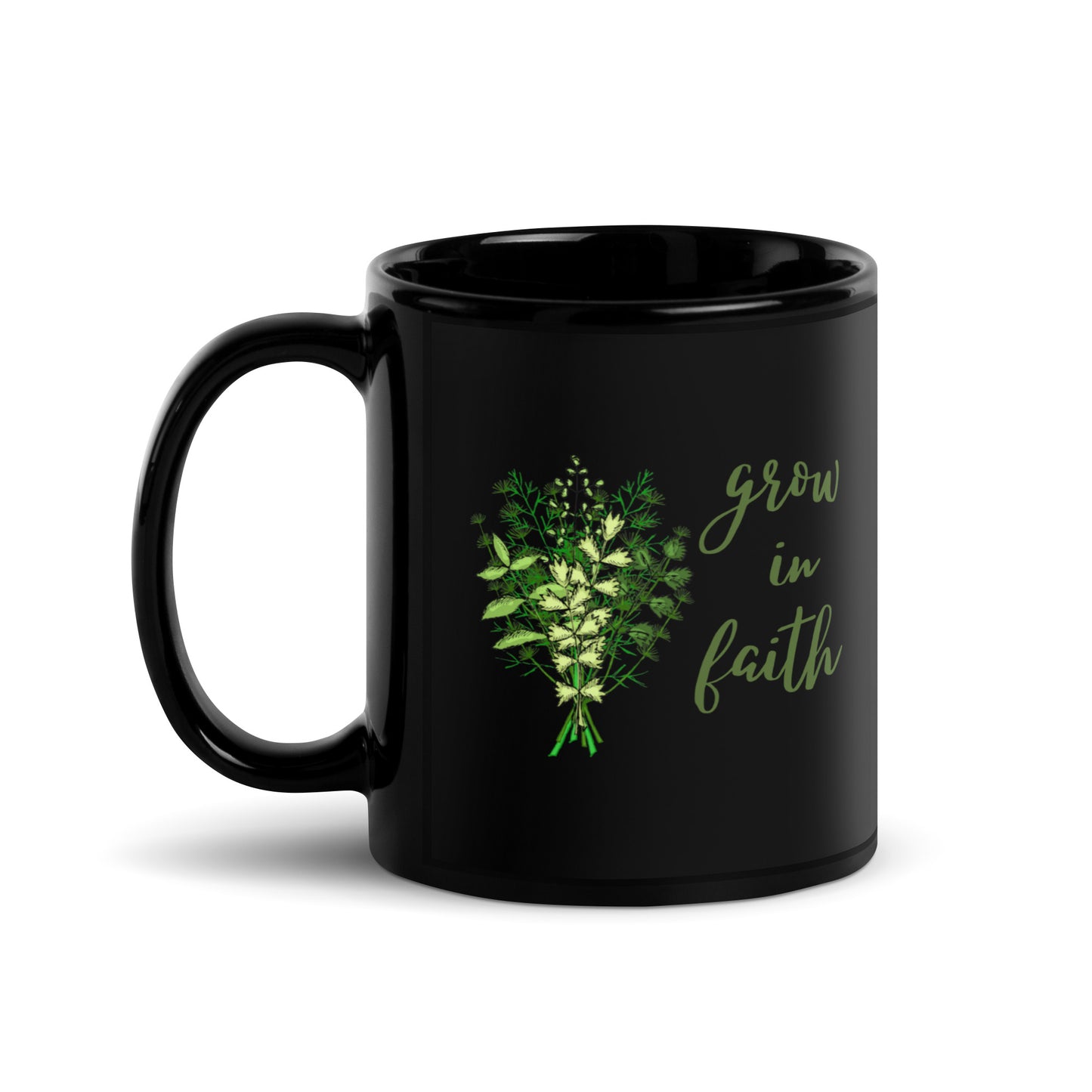 Faith Black Glossy Mug