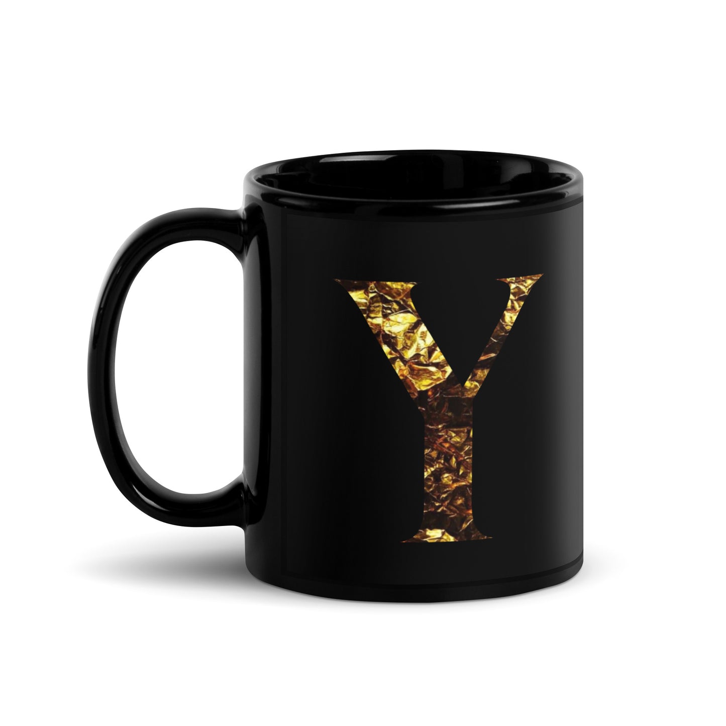 Monogram Y Black Glossy Mug