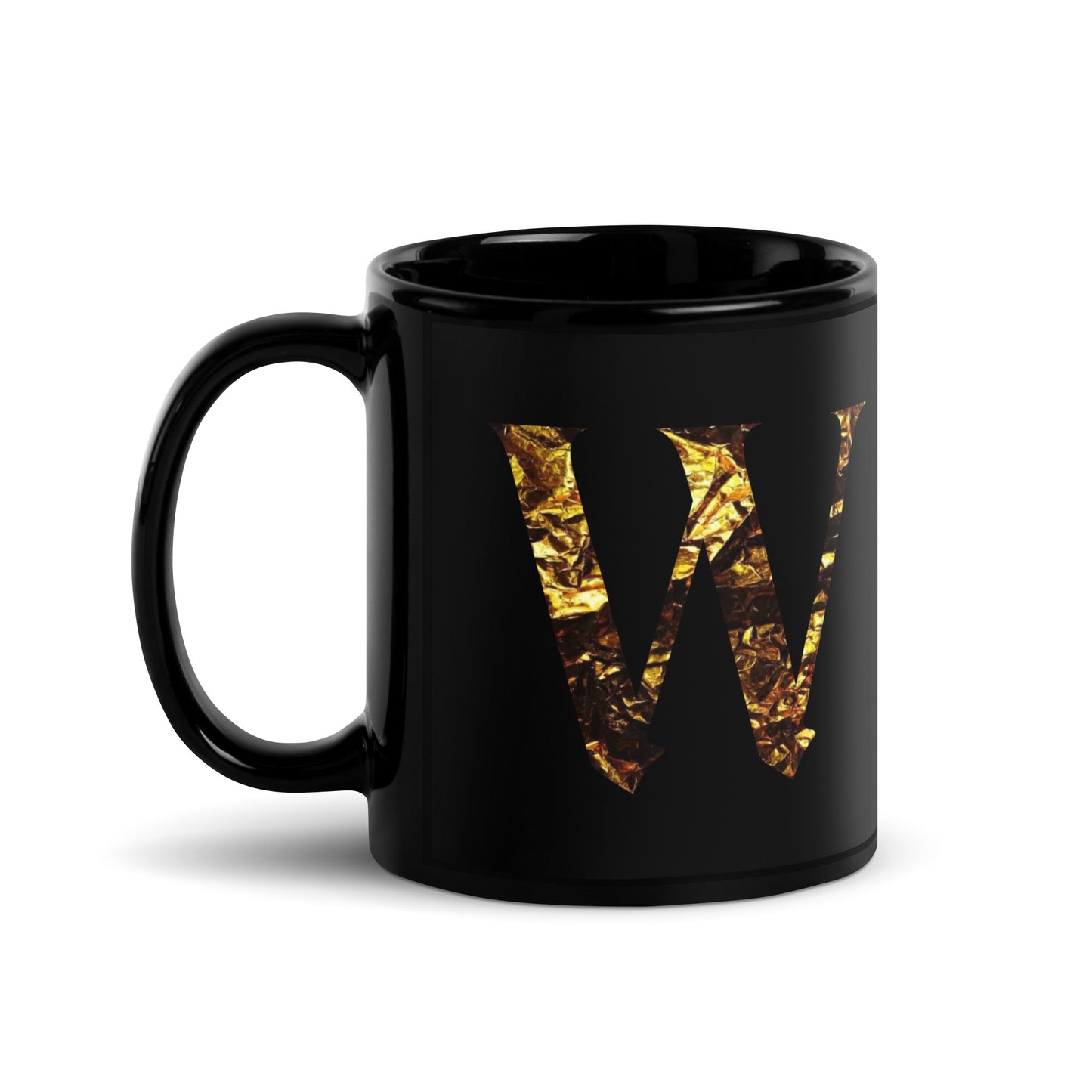 Monogram W Black Glossy Mug