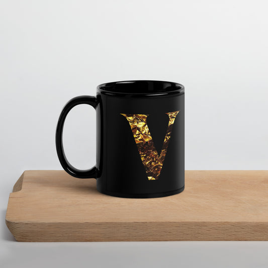 Monogram V Black Glossy Mug