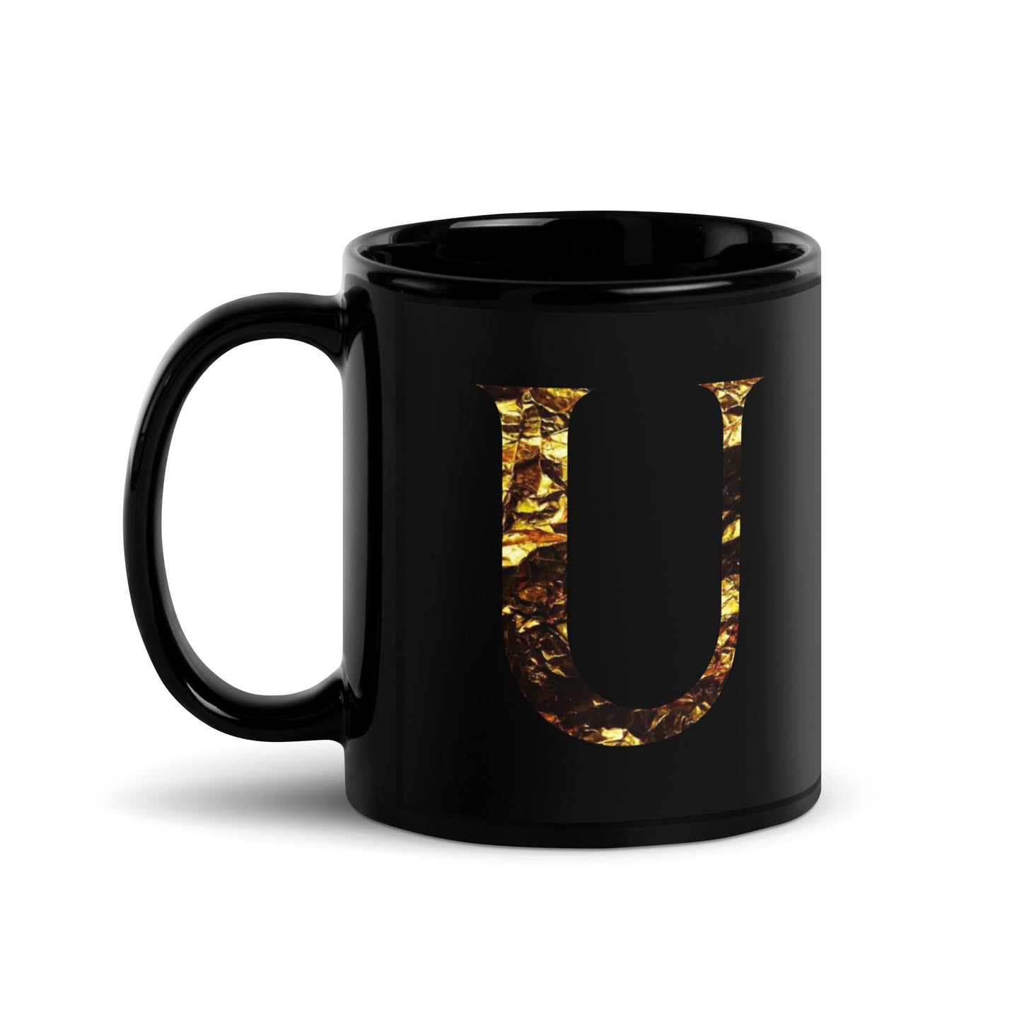 Monogram U Black Glossy Mug