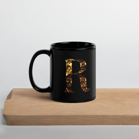 Monogram R Black Glossy Mug