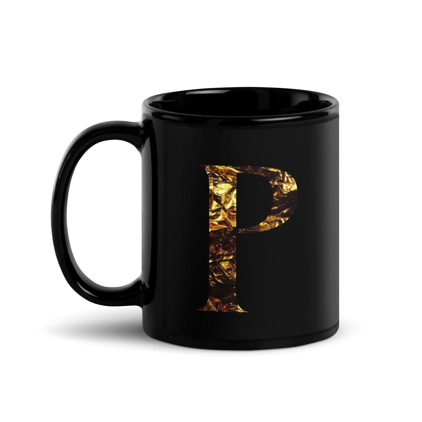 Monogram P Black Glossy Mug