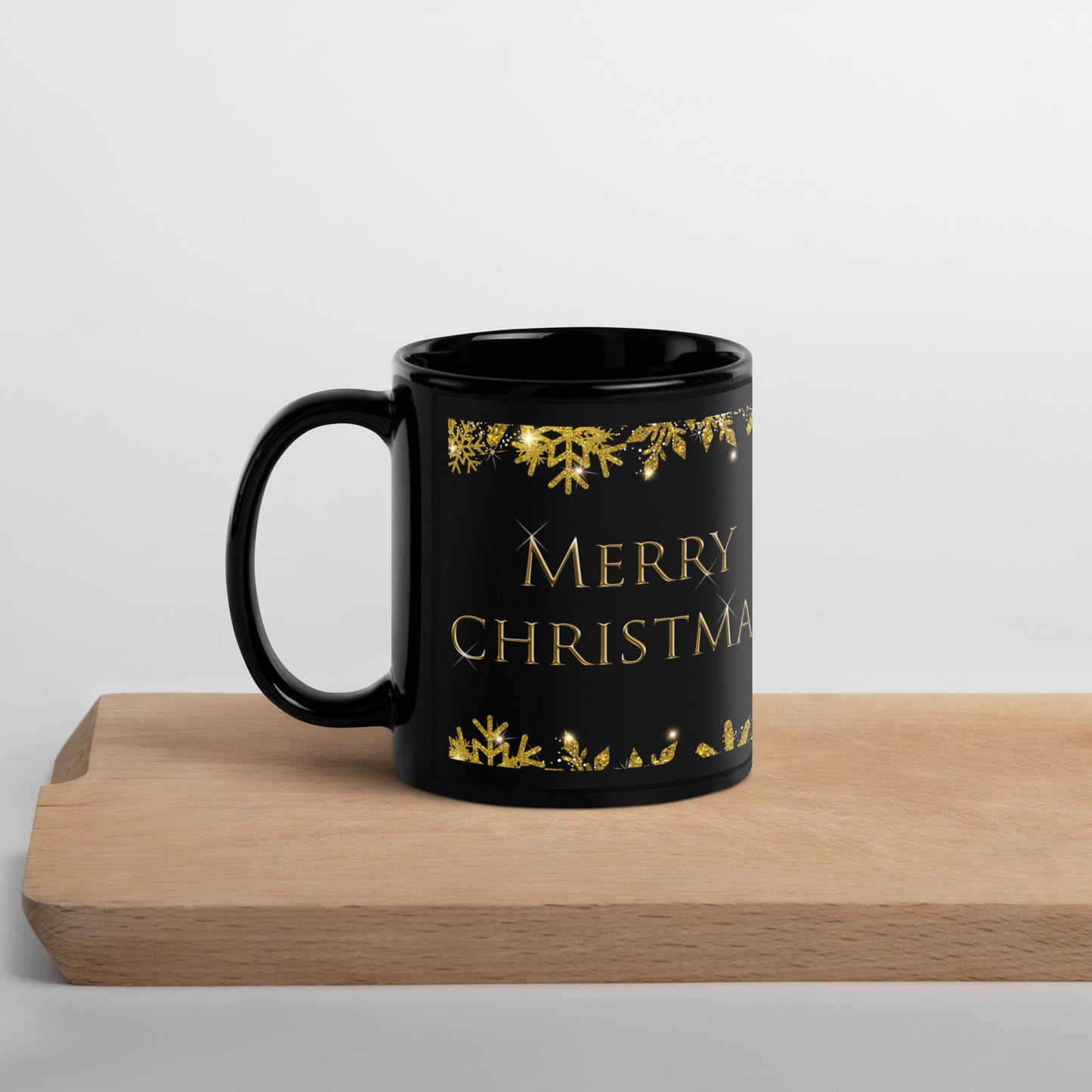 Merry Christmas Black Glossy Mug