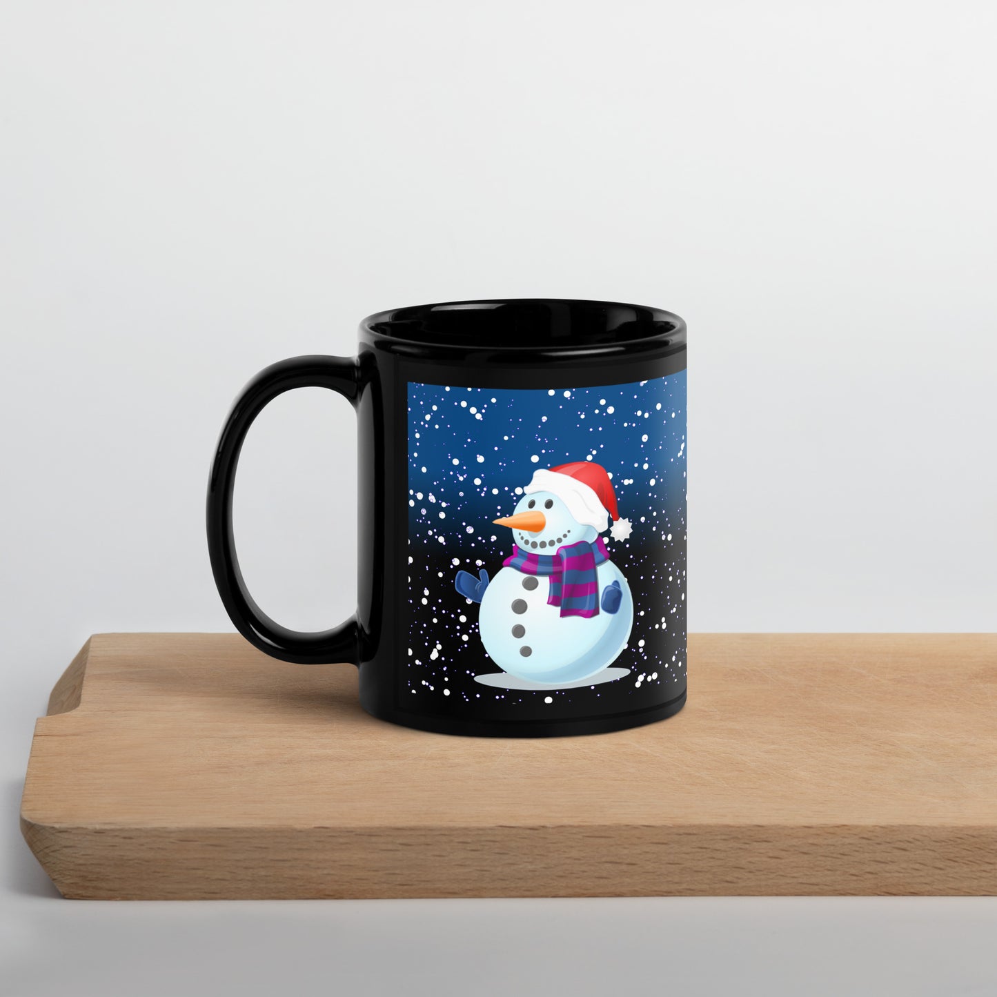 Snowman Black Glossy Mug