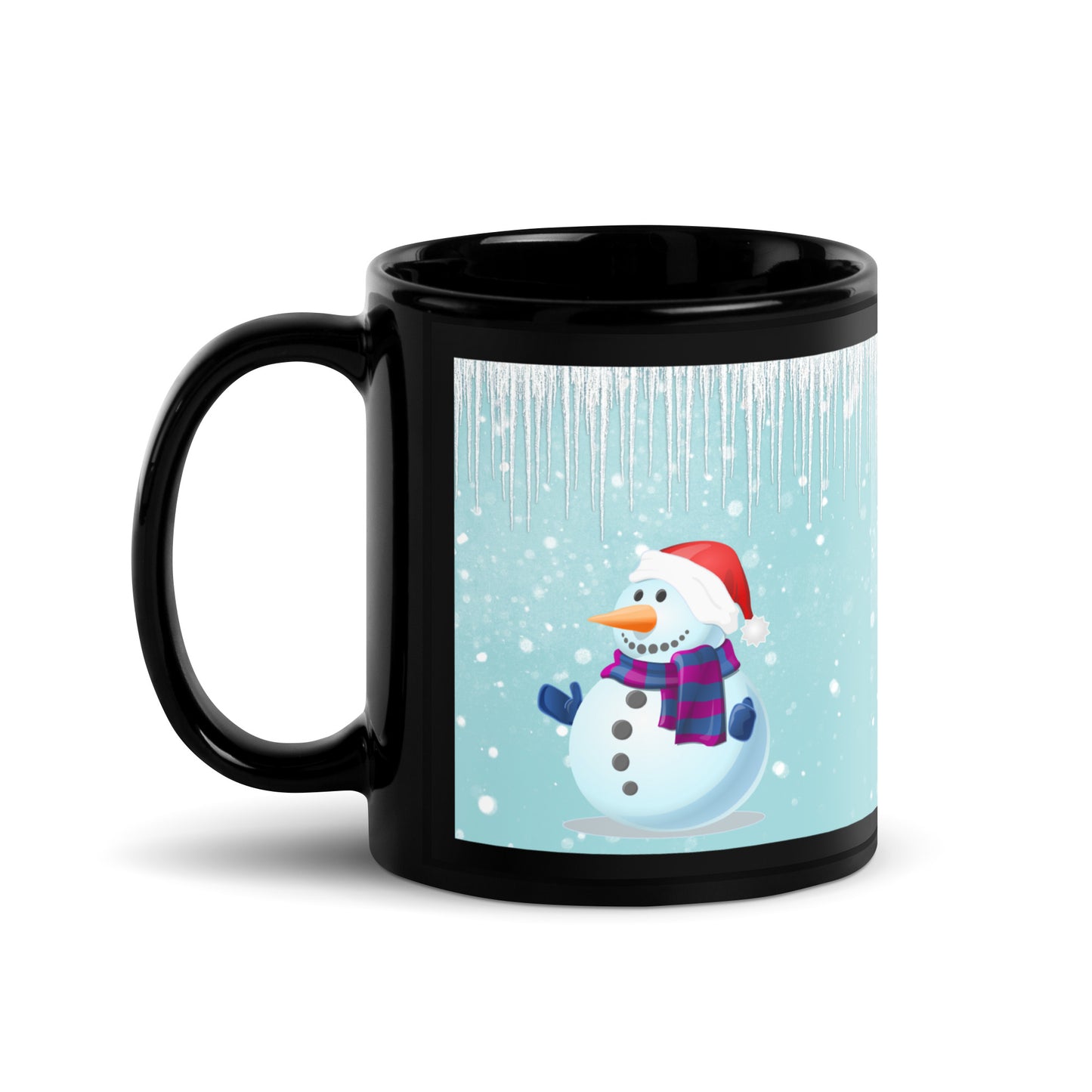 Ice Snowmen Black Glossy Mug