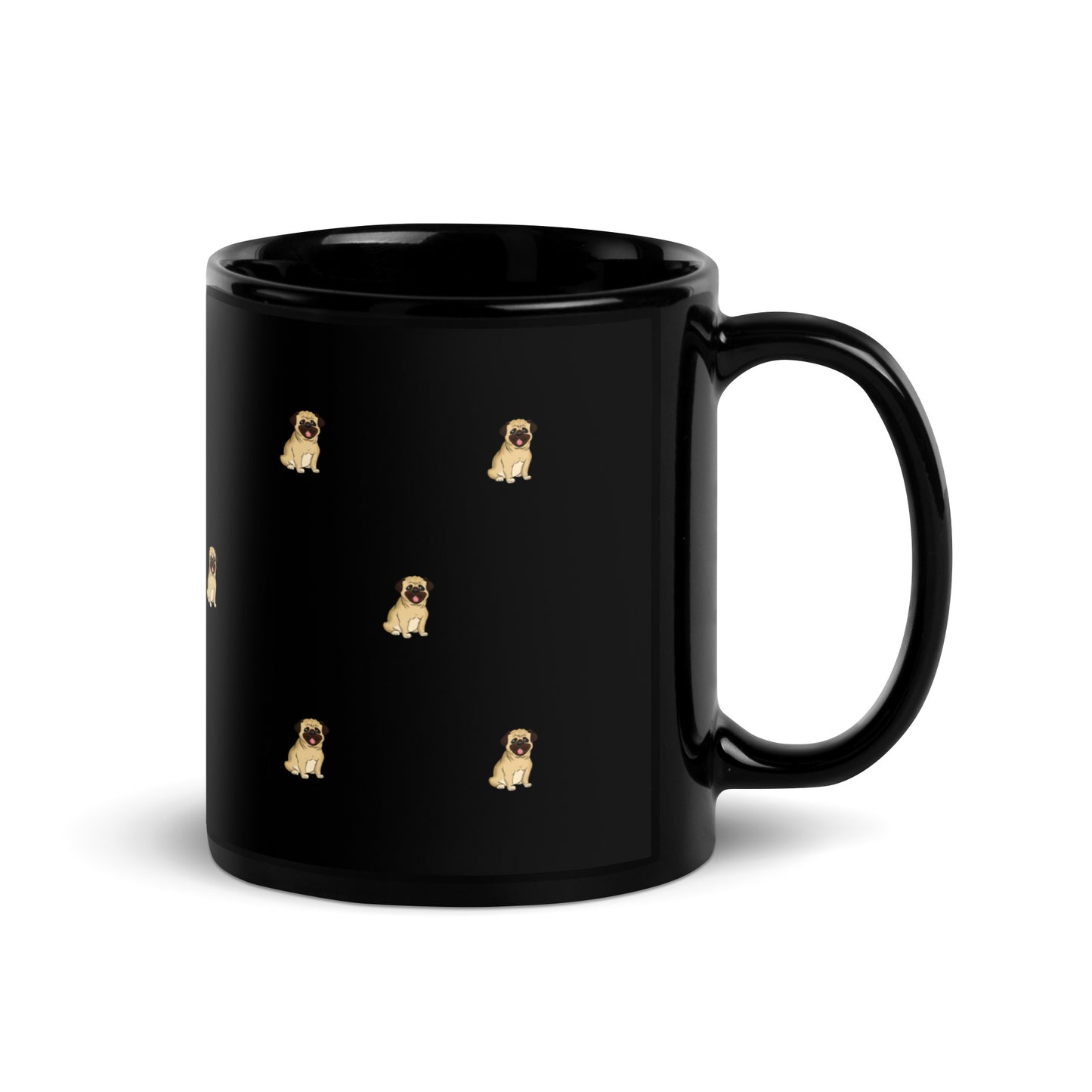 Pug Black Glossy Mug