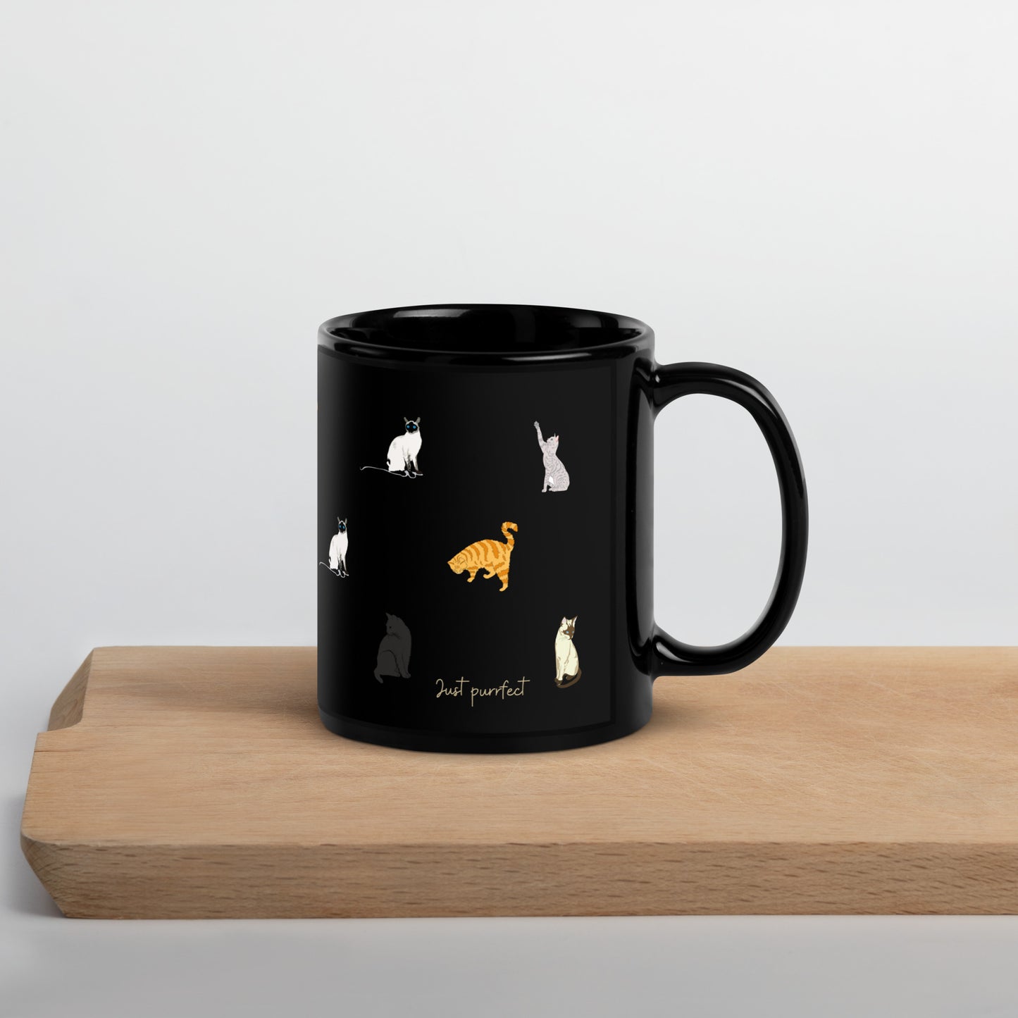 Cat Black Glossy Mug